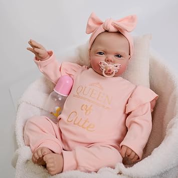 Big Cute Reborn Baby Doll Toddler Girl 24 Inch Lifelike Newborn Baby Doll That Look Real Soft Silicone Weighted Soft Body Bebe Reborn Doll with Chubby Face Handmade Kid Toys Doll Pink-girl