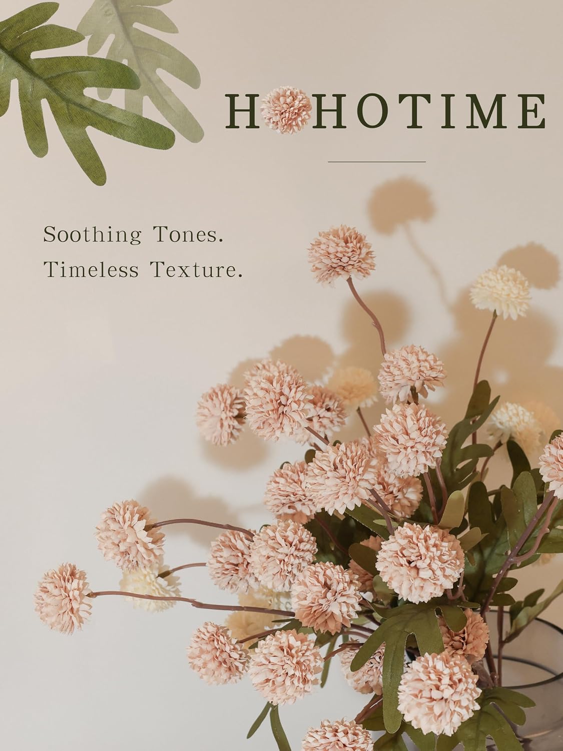 HOHOTIME 6pcs Warm Beige Faux Silk Mums Artificial Flowers, Bulk Fake Mini Chrysanthemums with Stems for DIY Bouquet Centerpieces Wedding Decor, Beige Neutral Floral Arrangements, Pom Pom Kiku Flower - Image 4