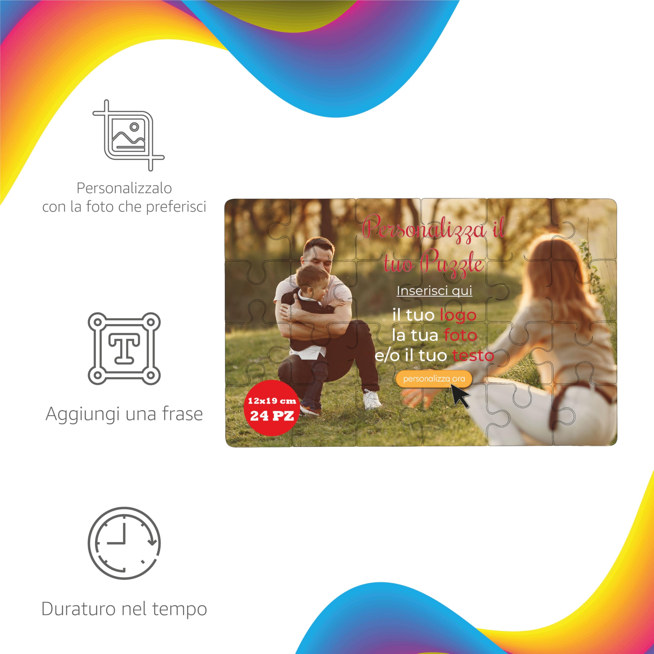 Puzzle personalizzato foto testo 24-384 pezzi stampato alta definizione 12x19 cm
