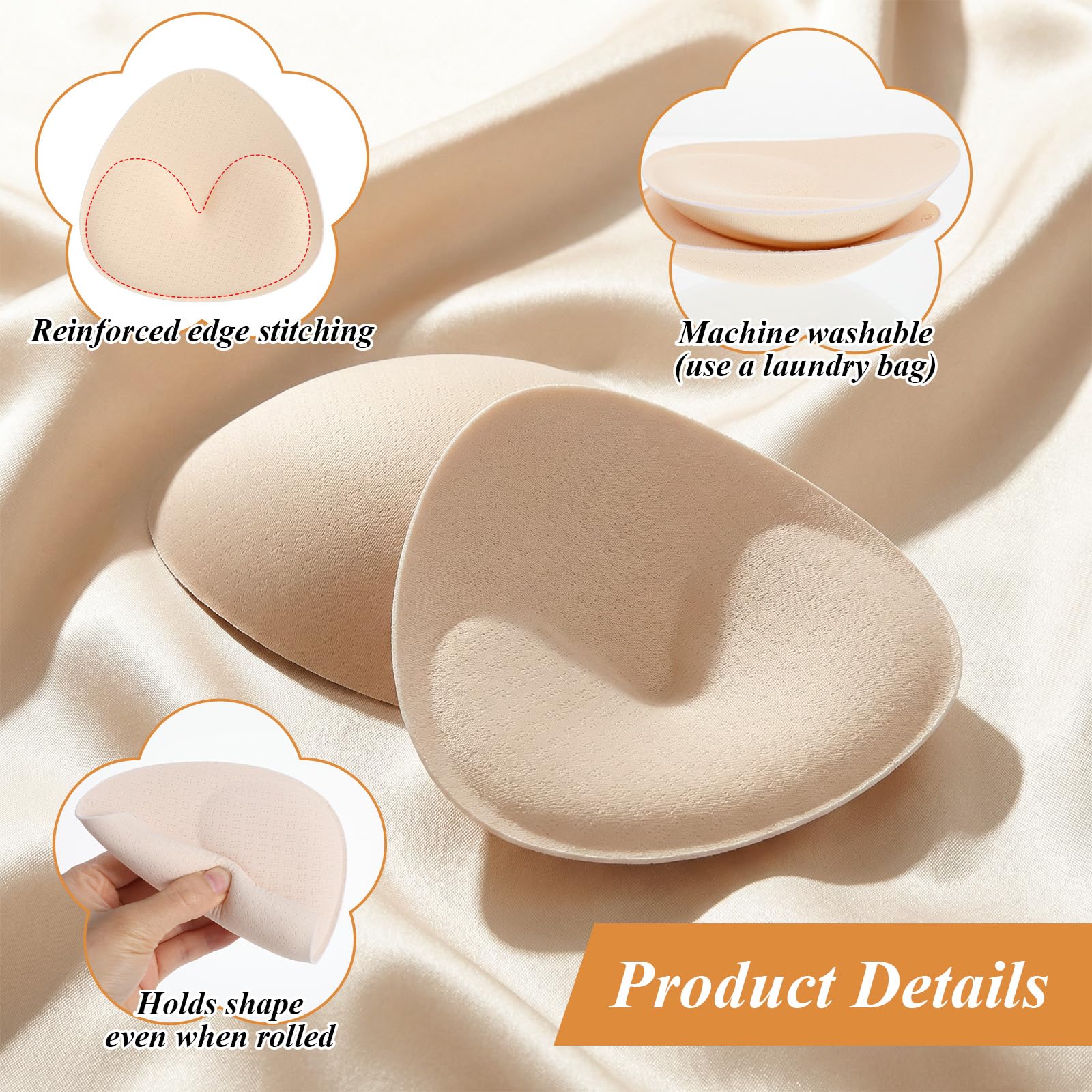 Abeillo 1 Paar BH-Einlagen, Dreieckige BH Einsätze Push up Bra Pads, Wiederverwendbare Atmungsaktive Herausnehmbare Brustvergrößerer für BH, Sport-BH, Badeanzug