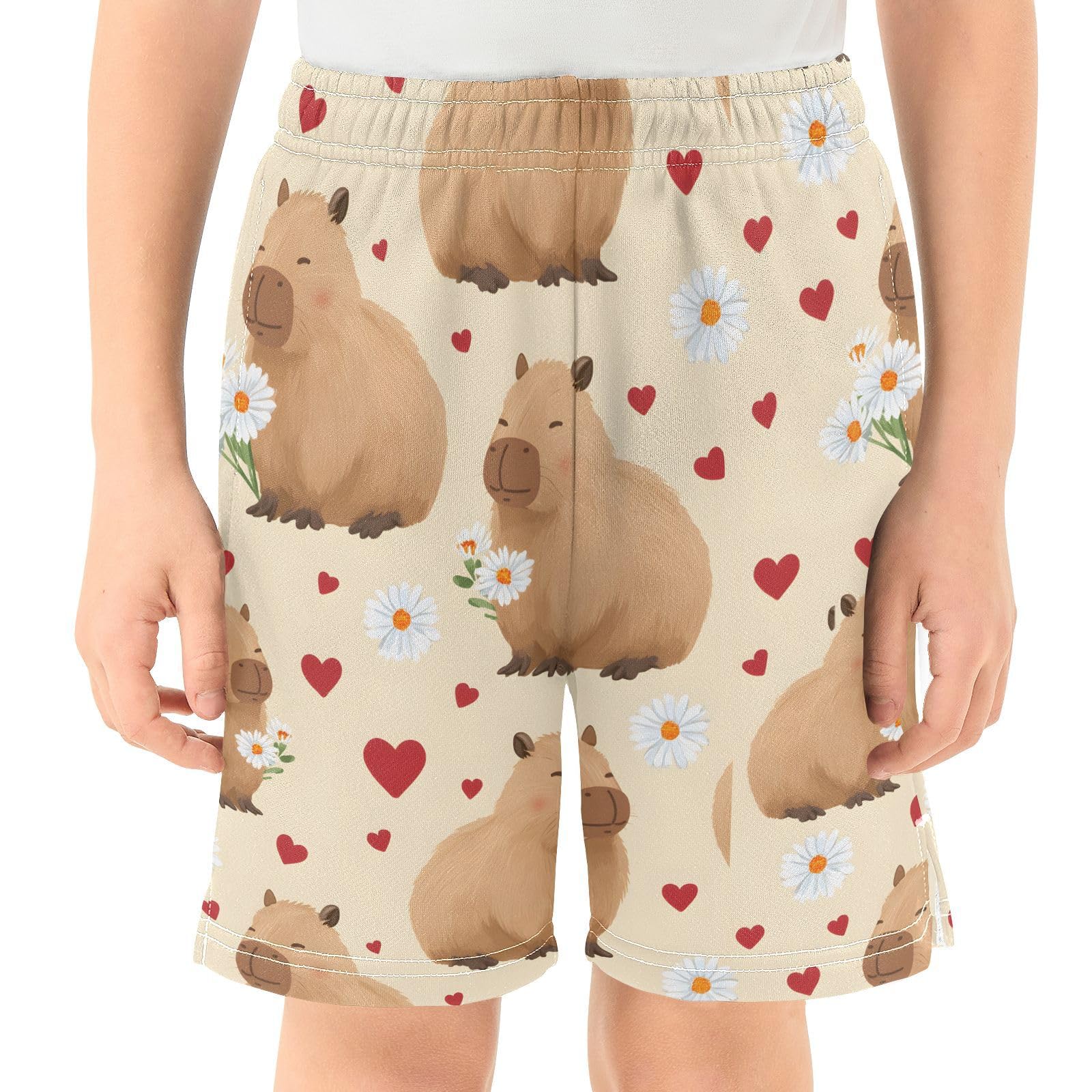 Capybara Love Heart Boys Shorts Casual Athletic Short Summer Track Shorts 14-15 Y Multicolor