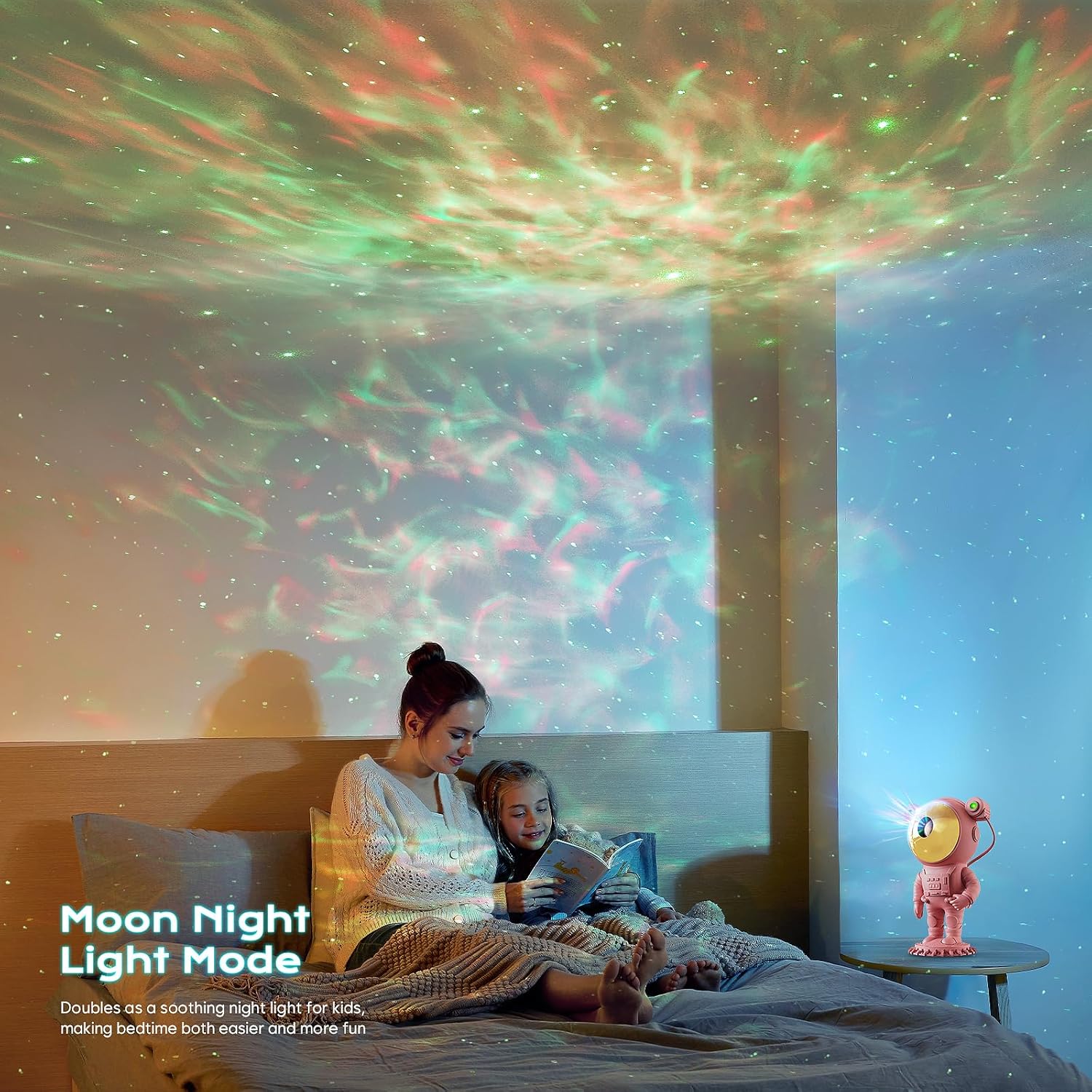 Astronaut Galaxy Starry Sky Projector, Night Light with Remote Control & Timer, Gift (Pink)