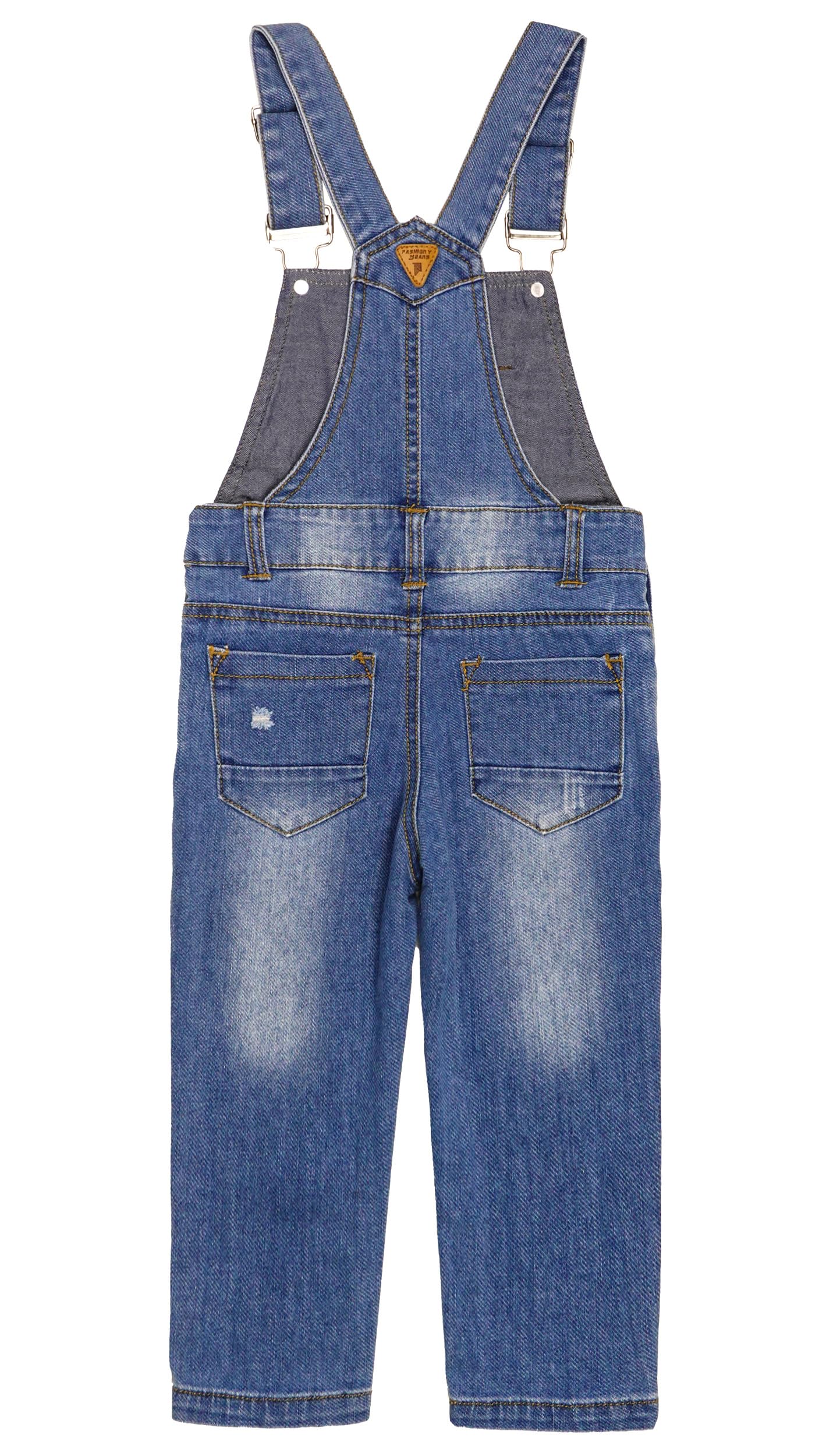 KIDSCOOL SPACE Jeans Slim Fit bébés petits garçons, salopette en jean déchirée avec grande poche à bavette