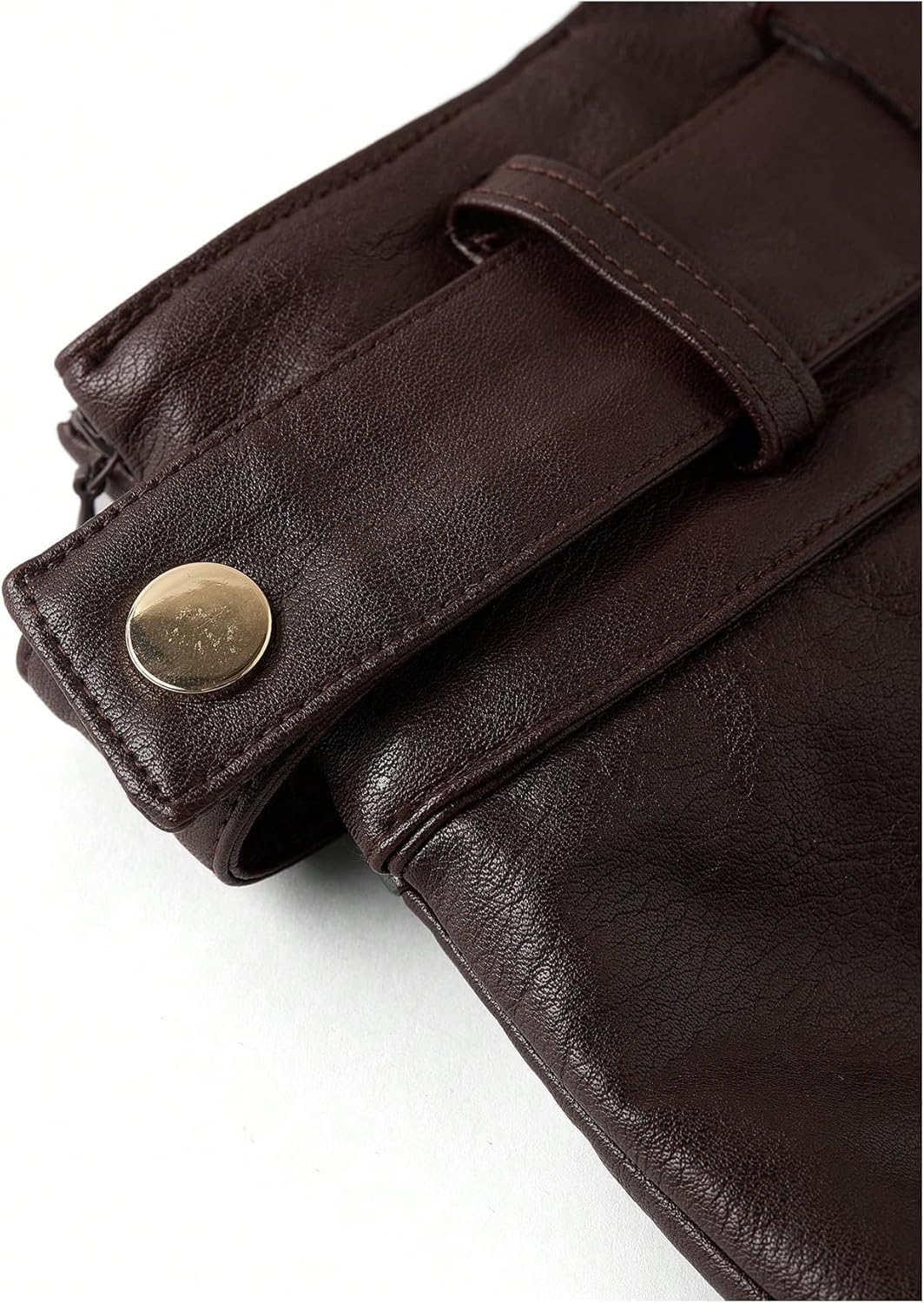 Verdusa Women's Western PU Leather Mini Skirt Buckle Belted A Line Skirts Retro Festival Outfits - Image 4