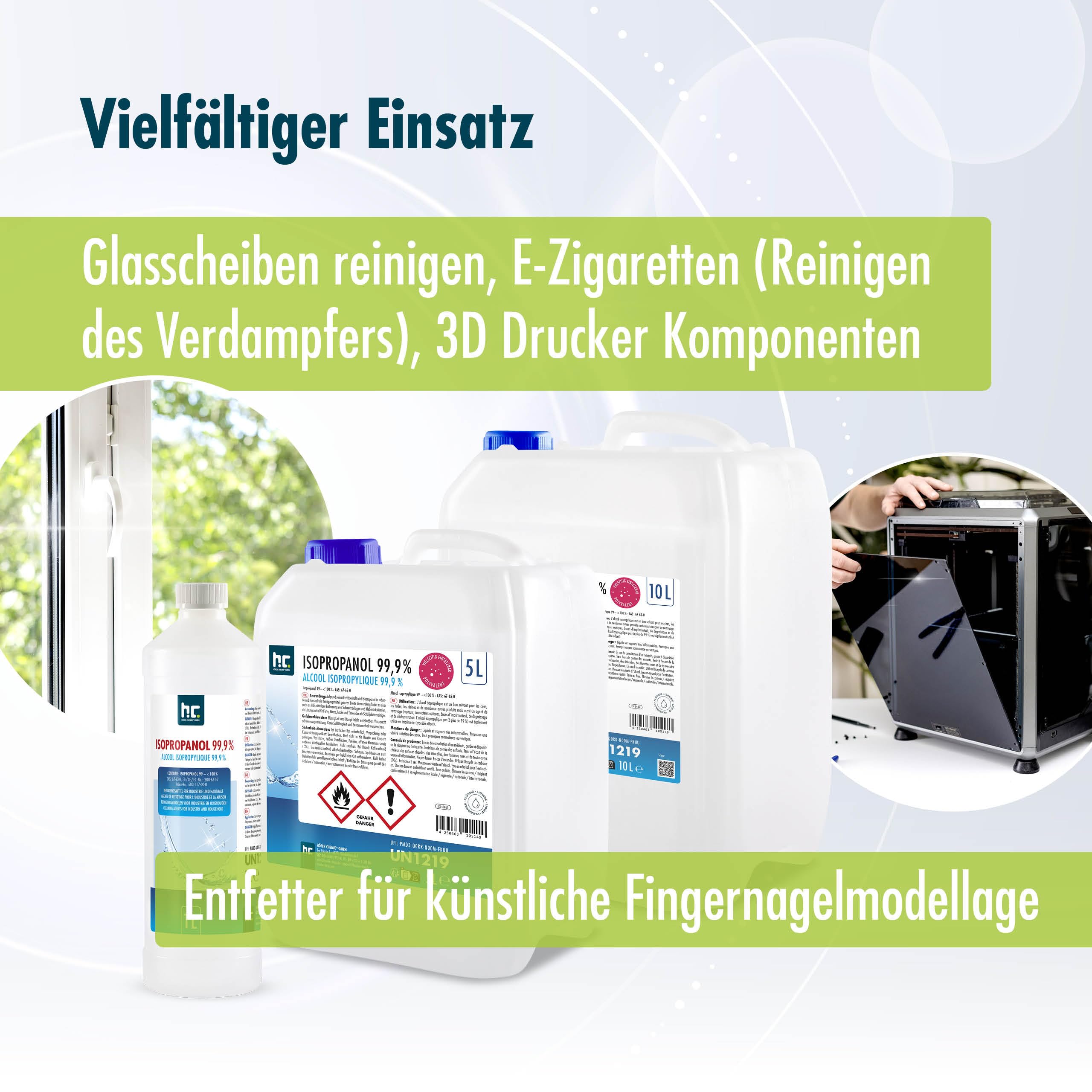 24 x 1 L Isopropanol 99,9% IPA von Höfer Chemie frisch abgefüllt in handliche 1 L Flaschen - perfekt als Lösungsmittel und Fettlöser geeignet