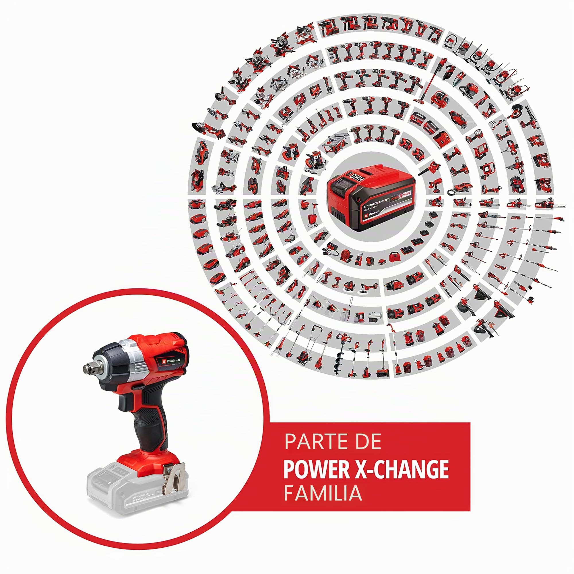 Einhell TP-CW 18 Li BL Solo Power X-Change - Llave de impacto de batería, Ion de litio, 18V, 215Nm, luz LED y adaptador de broca para atornillar