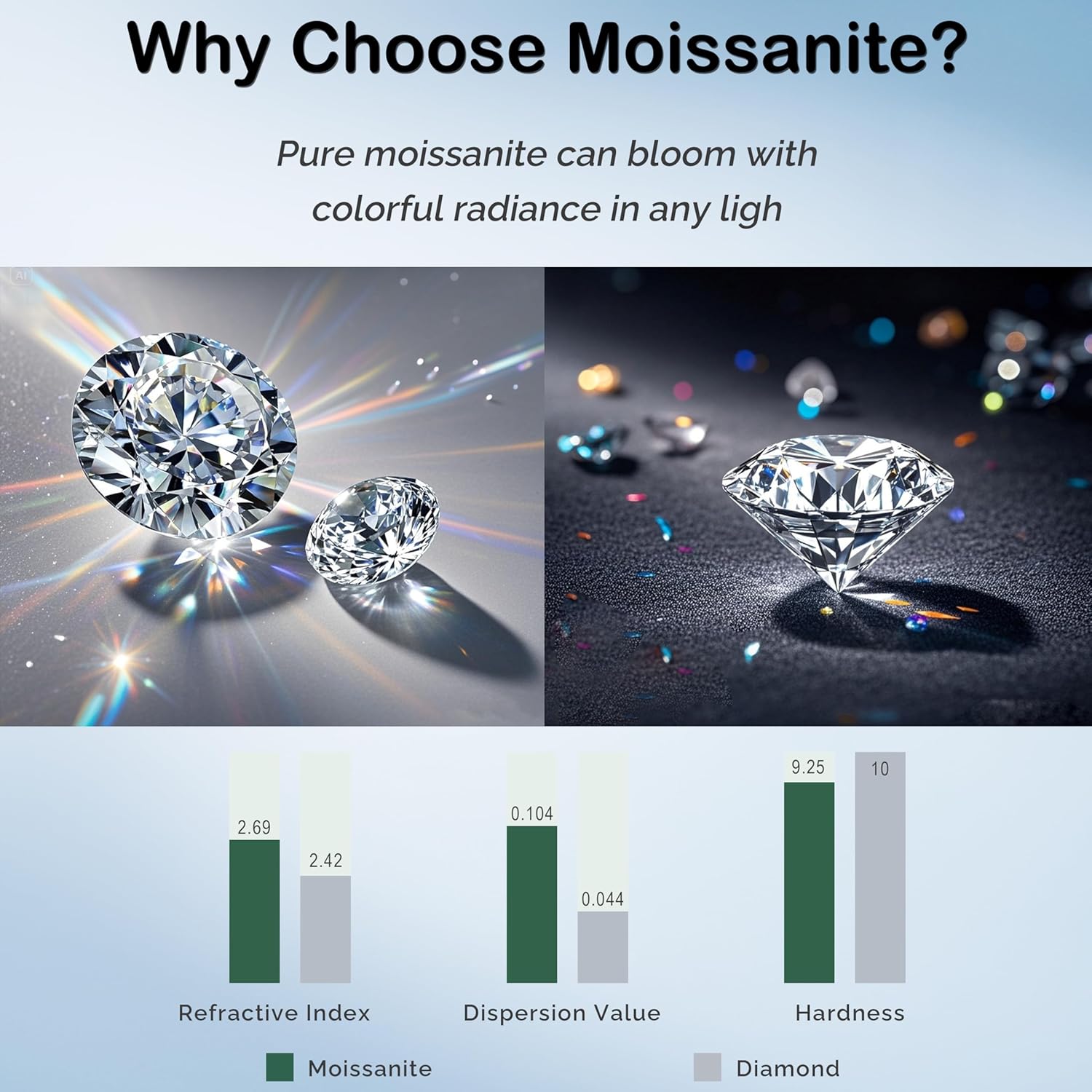 Limerencia Moissanite Stud Earrings G23 Titanium Hypoallergenic Screw Back Moissanite Earrings D Color VVS1 Clarity Jewelry Gifts for Women Men 0.2CT-1.6CT - Image 4