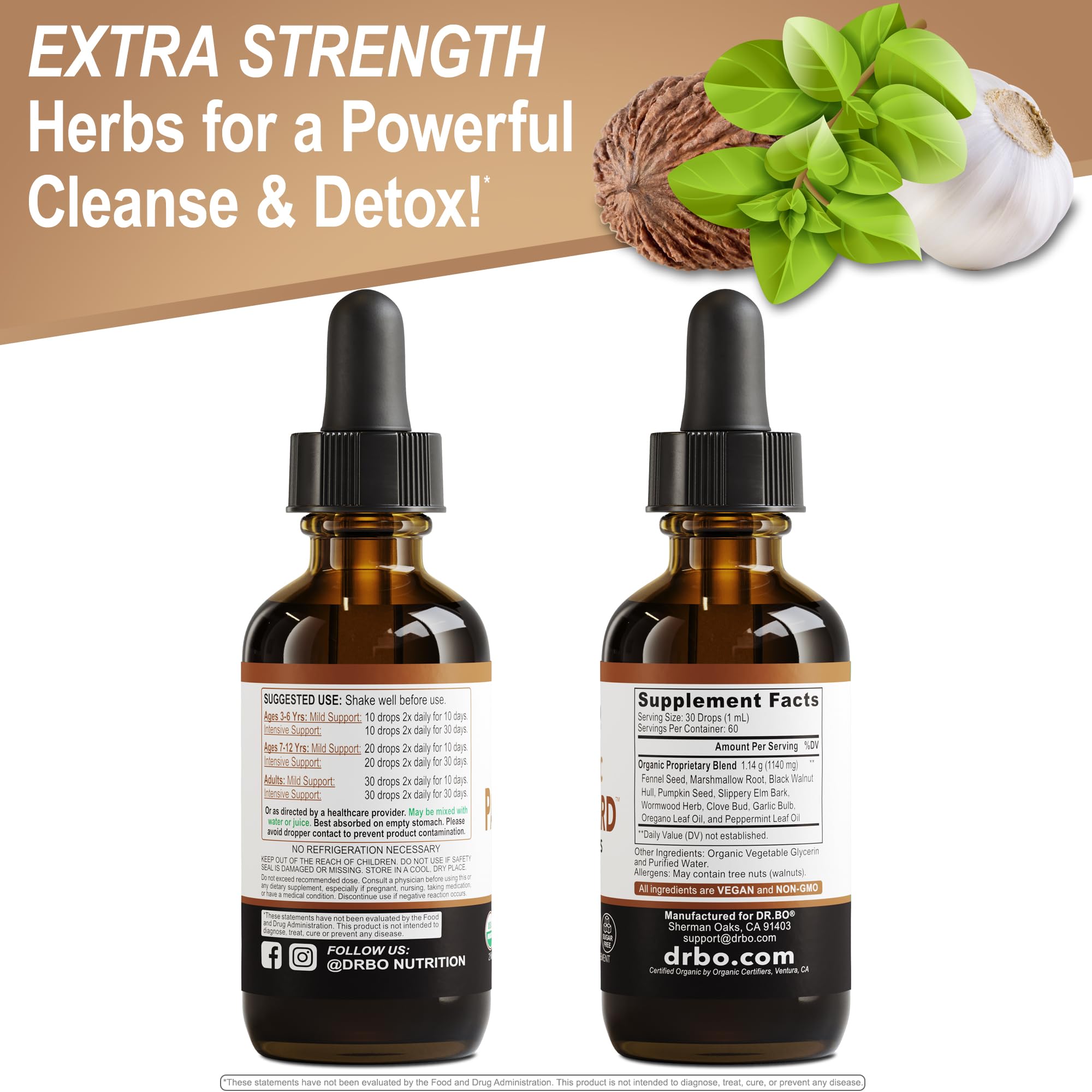 ParaGuard Cleanse Liquid Organic Detox - Organic Intestinal Guard Formula Supplement for Humans with Black Walnut Wormwood Clove & Oregano Tincture - Natural Herbal Intestine Body Gut Cleanser 2 oz — Amazon image 9