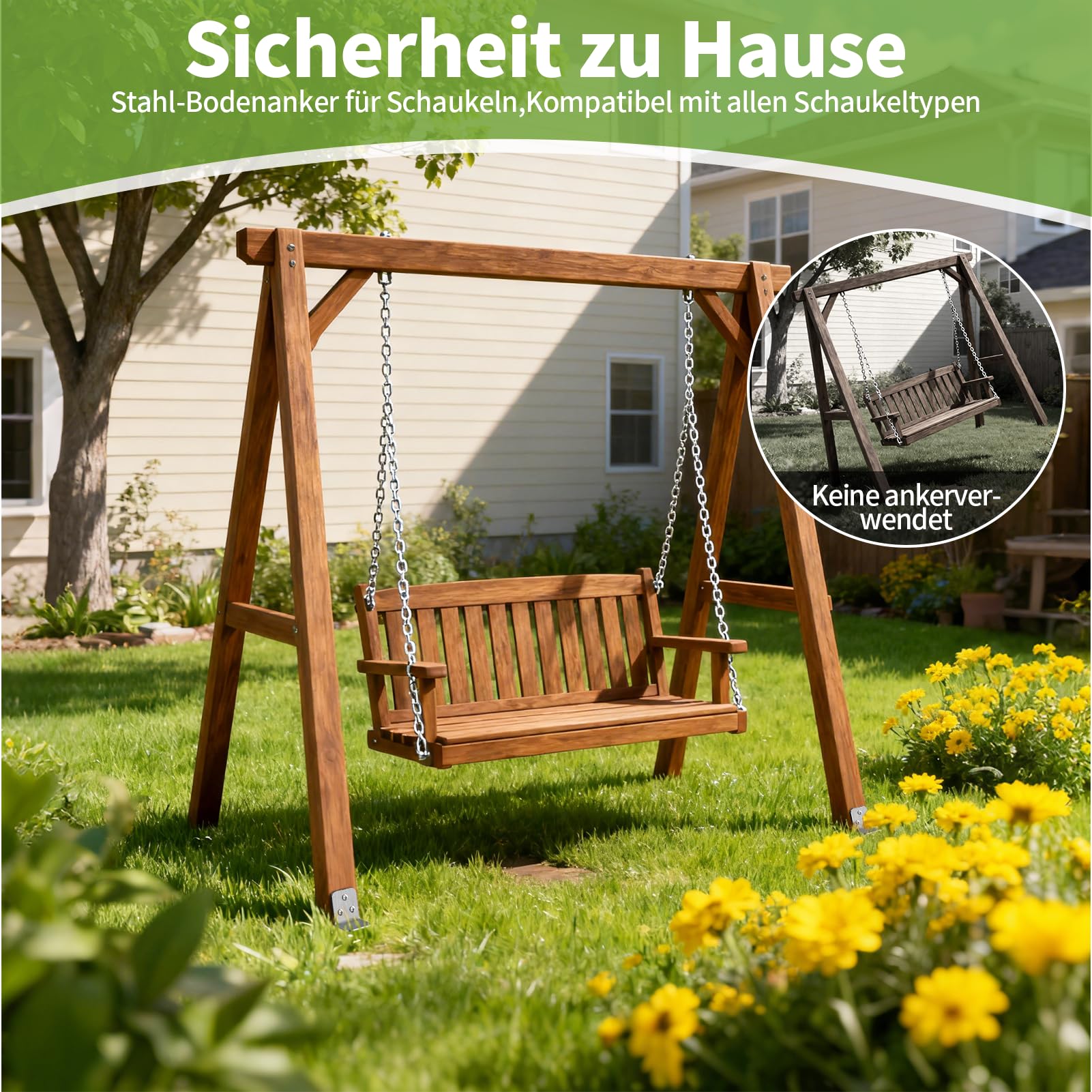Einschlaghülse Bodenanker – 4 Stück Eisenbodenhülse für Holzpfeosten, Passend für Schaukel & Gartenhaus, Stabil mit Korrosionsschutz(5x40cm)