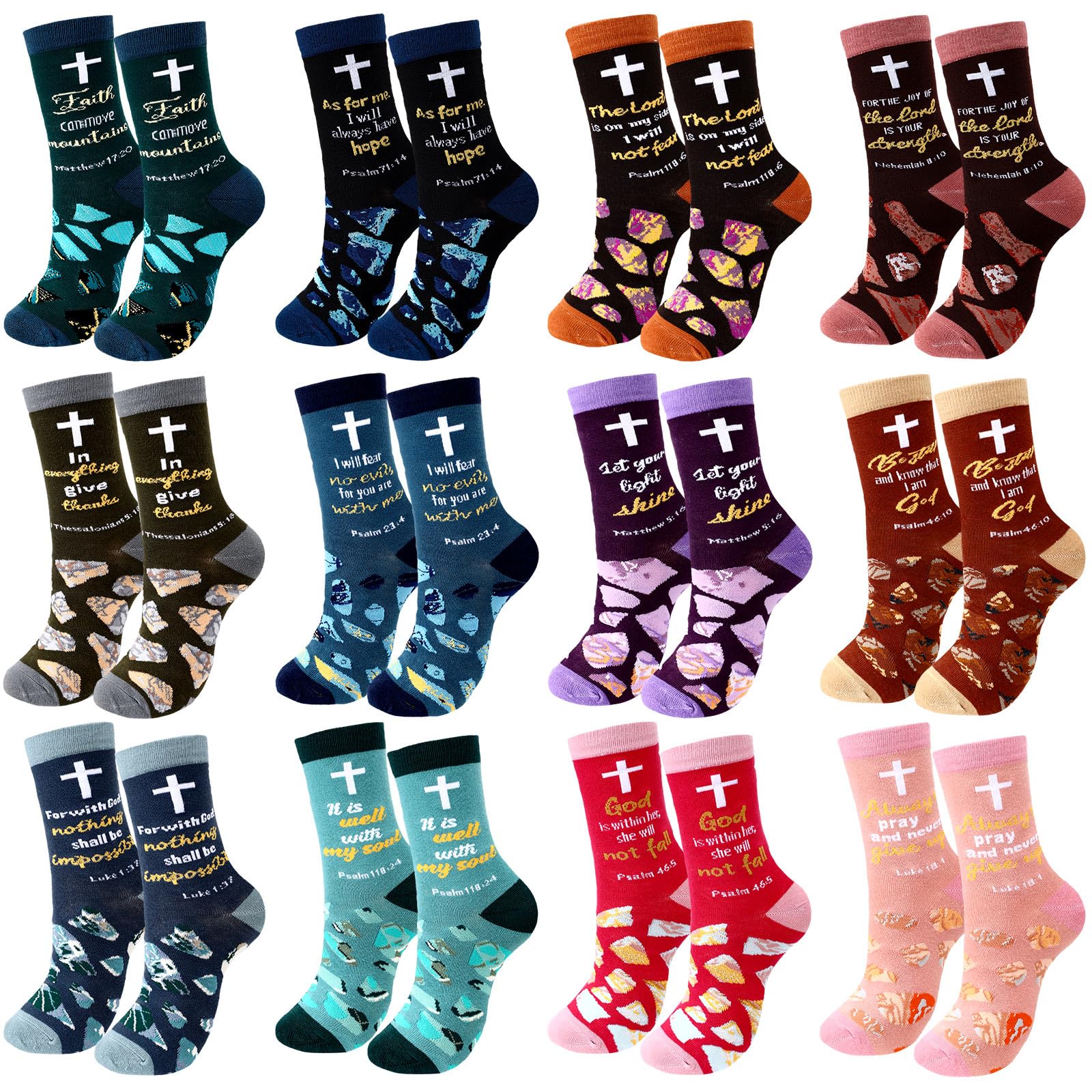 12/24 Pairs Christian Socks Gifts for Women
