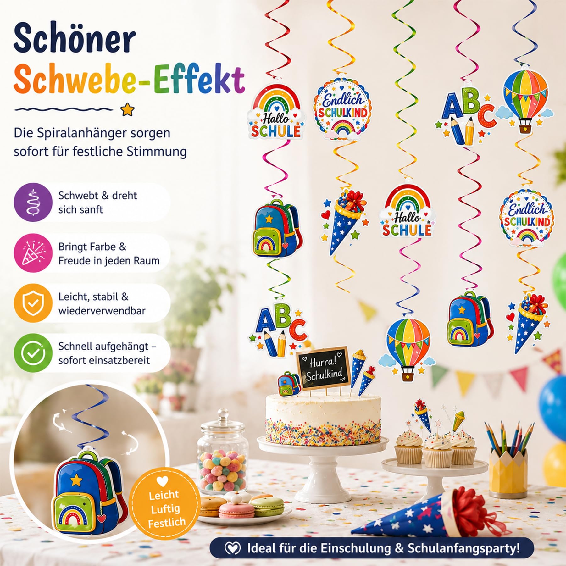 Schulkind Girlande – ABC 123 Einschulungsdeko Für Jungen & Mädchen, Hängender Party-Dekorationsbanner Für Die Schuleinführung