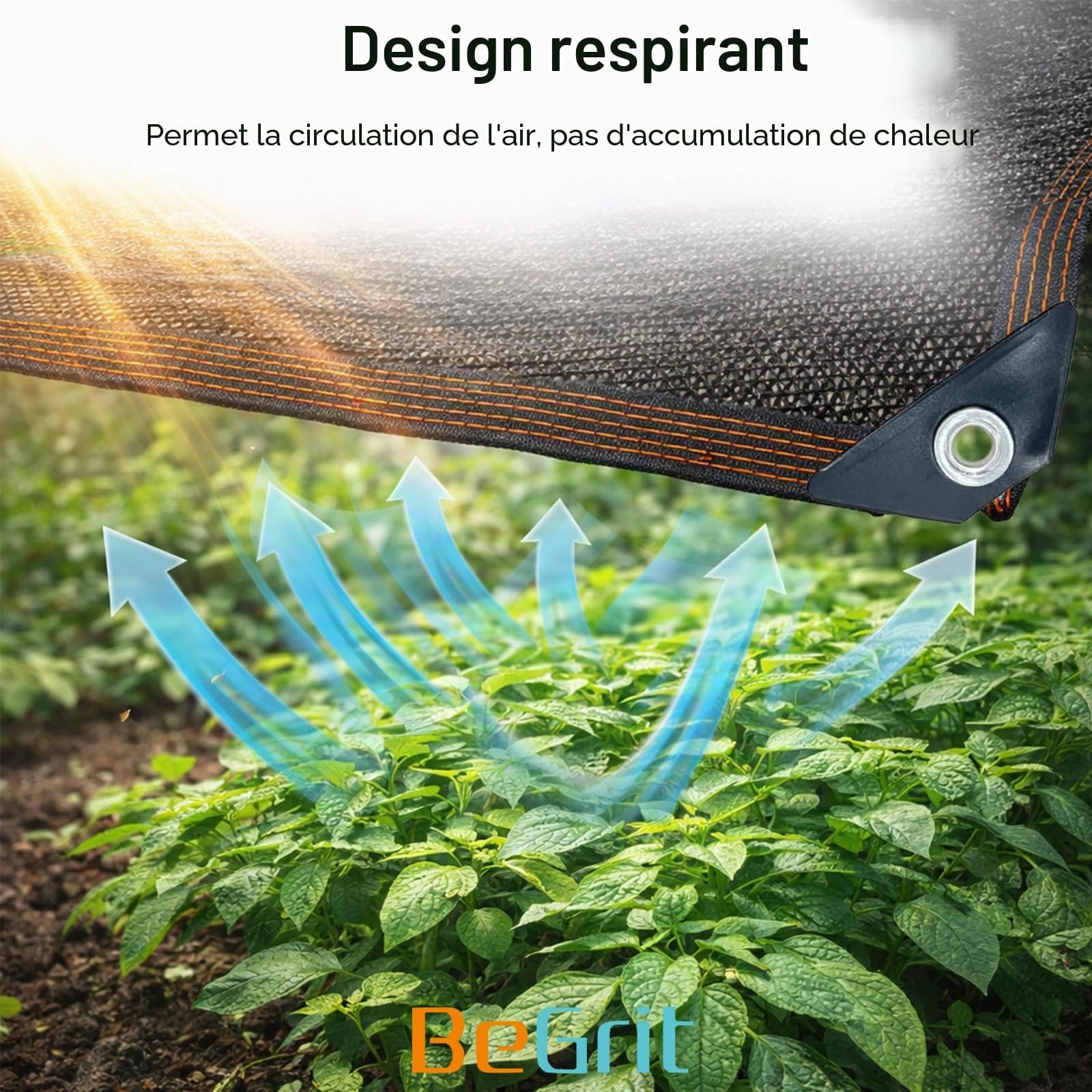 BeGrit 1,8m x 3m Filet Protection Solaire 50% à Abat-Jour en Maille résistante pour Bloquer Les Rayons UV Noir pour Plantes de Jardin des Fleurs Serre Grange ou Chenil Toit Couvre