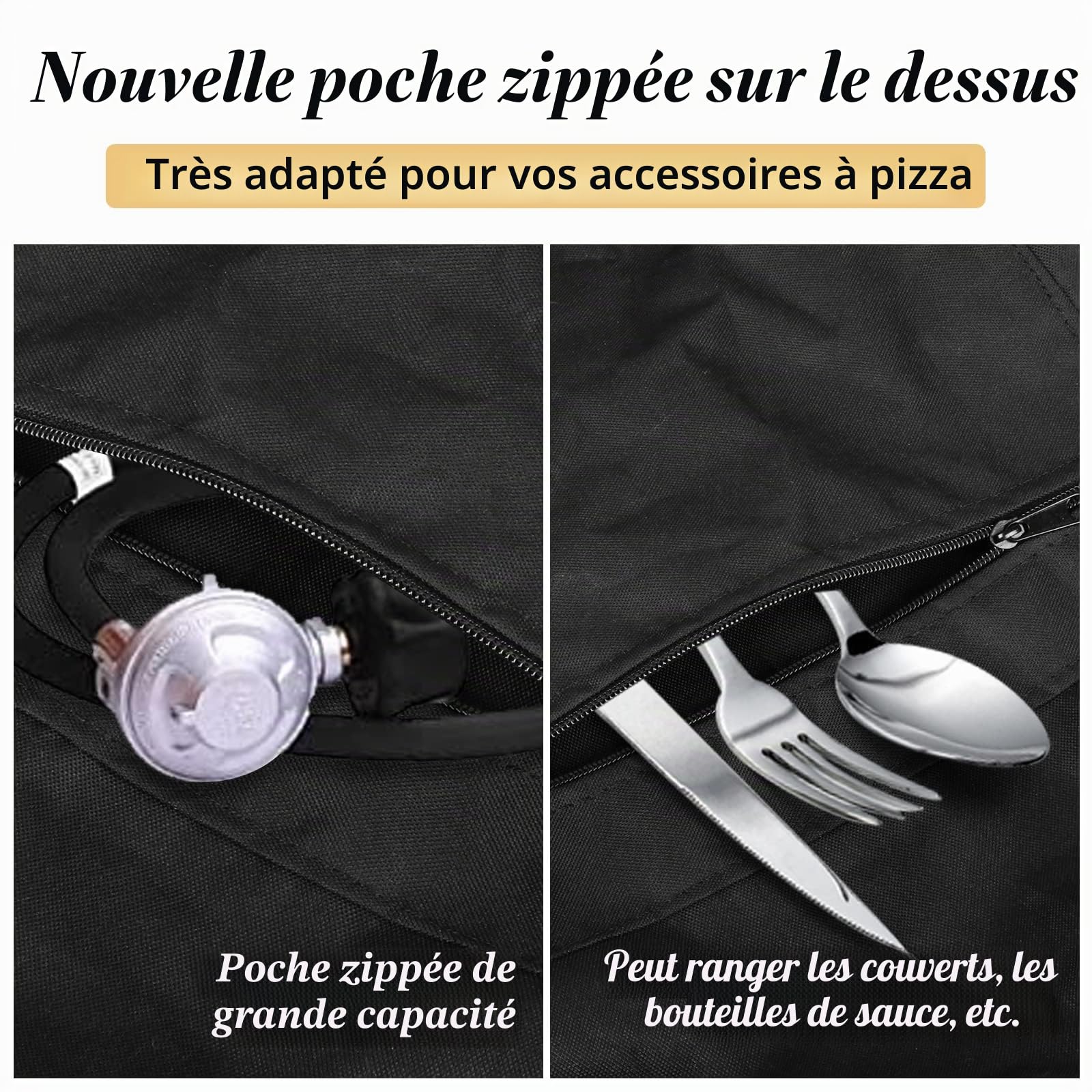 Housse de four à pizza pour Ooni Koda 16, étanche 600D, sac de transport en tissu Oxford, fours à pizza avec nouvelle poche supérieure zippée, accessoires pour four à pizza - Noir