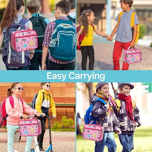 Miniatura 6 de Bagseri Lonchera para niños y niñas, reutilizable, a prueba de fugas y aislada, con soporte para botella de agua, lonchera para guardería y escuela,