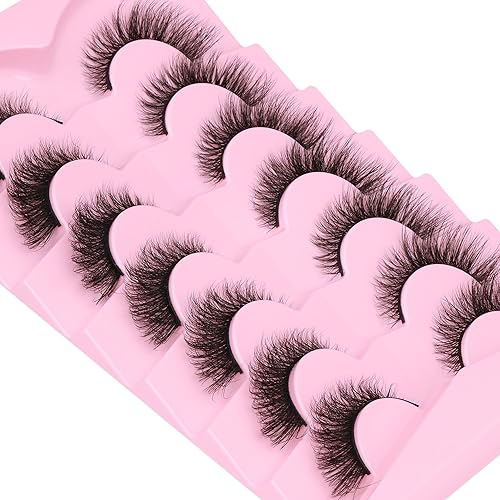 Miniatura 5 de Pestañas postizas de aspecto natural, pestañas postizas esponjosas de visón sintético, pestañas postizas de 0.631 pulgadas, pestañas postizas finas,