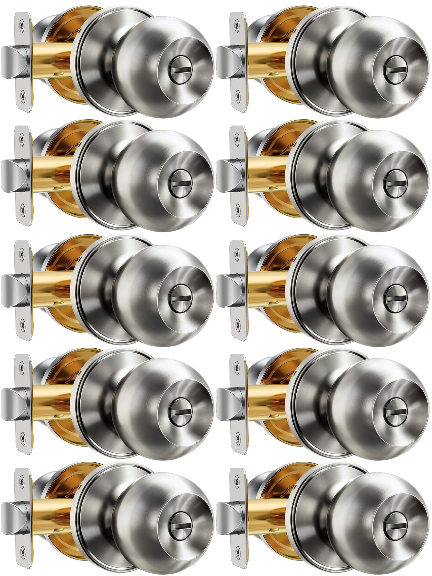 Veise 10 Pack Privacy Interior Door Knobs Satin Nickel