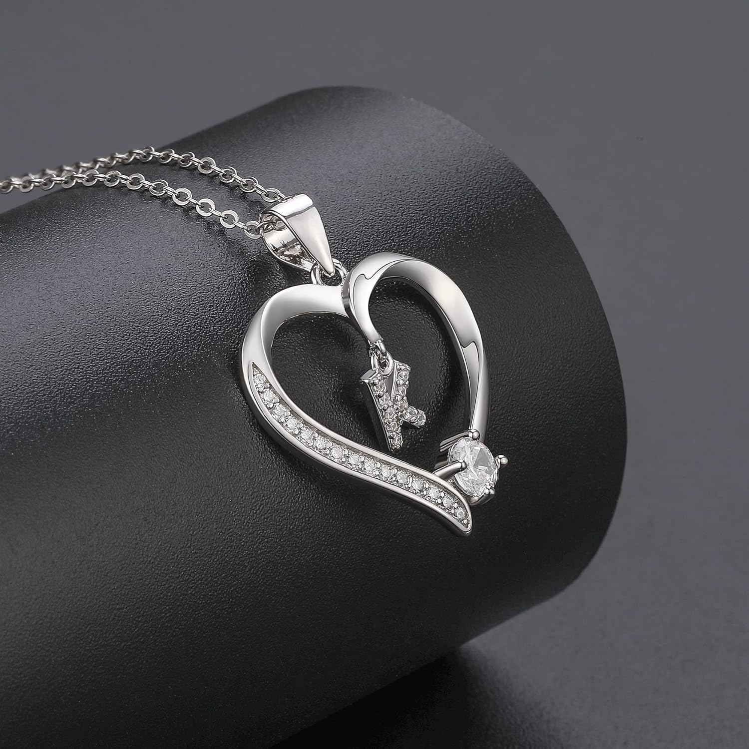Valentine's Day Gift - Sterling Silver Initial Heart Pendant Necklace, Elegant Jewelry for Women and Girls, Gift for Girlfriend, Wife, Mother with Birthday Gifts Perfect Present in Gift Box - Image 6