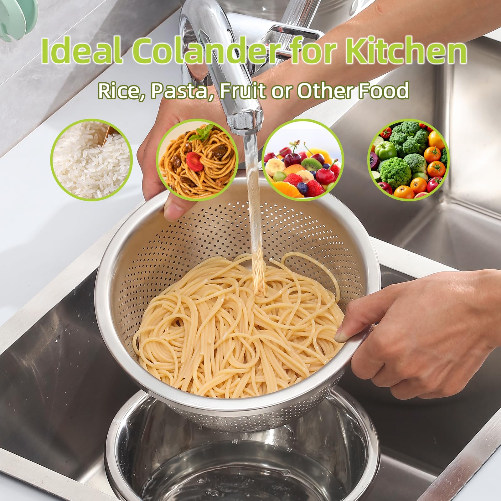 AHIABOAT Stainless Steel Colander Set - 2QT -2 AHIABOAT Stainless Steel Colander Set - 2QT -2