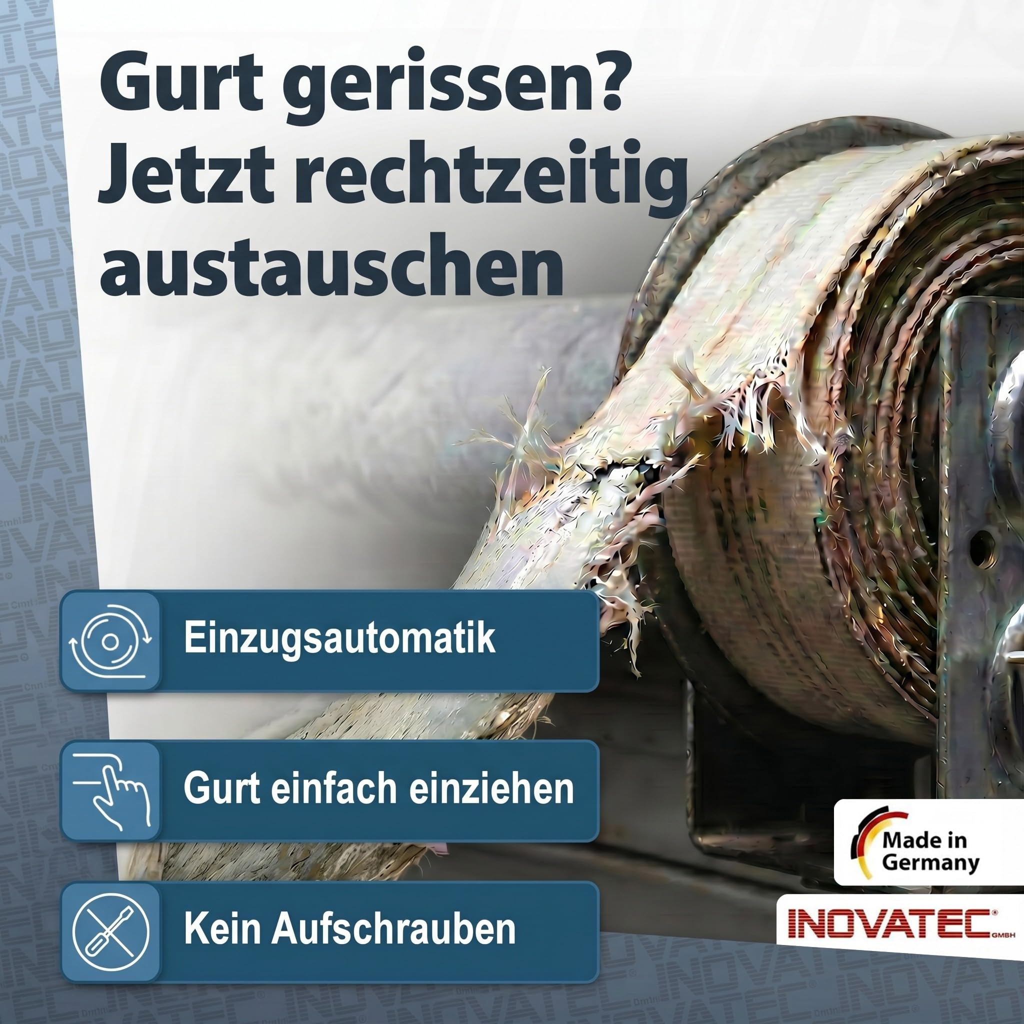 INOVATEC Rollladen Gurtwickler Aufputz Mini inkl. 5m Gurtband – Aufschraubwickler 180° schwenkbar – Einfache Montage für Rolllade, Fenster & Jalousie – Weiß – 5 Stück
