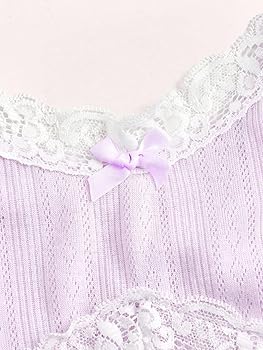 SOLY HUX Women's Lace Trim Spaghetti Strap Cami Tops Casual Summer