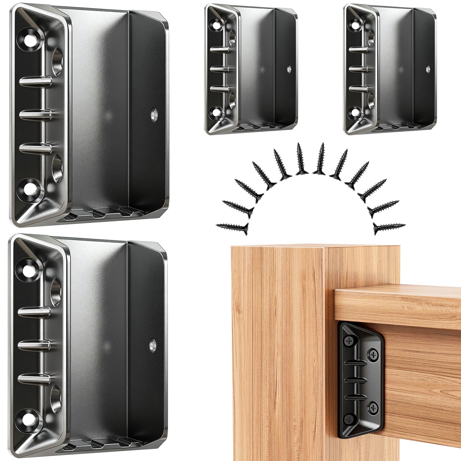 Photo 1 of DN Mate 40 Pack Aluminum Deck Railing Bracket Connectors for 2"x4" (Actual 1.5"x3.5") Handrail to Wood Posts Connection, 2mm Extra Thick Metal Connectors for Fence Porch Stair, Easy to Install SA20
