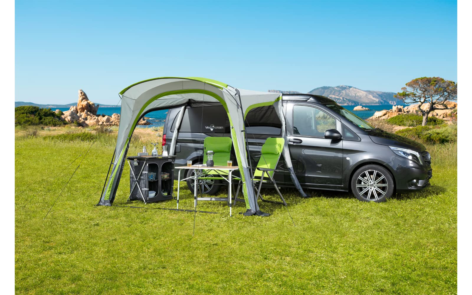 BERGER Vorzelt Sonnendach Bus │ Outdoor Zelt Autozelt Auto Zelt Vorzelt Camping Zelt für Bus Van Auto Vorzelt Bus │ Schnellaufbau Campingzelt mit Bodenplane Zelt mit Stehhöhe