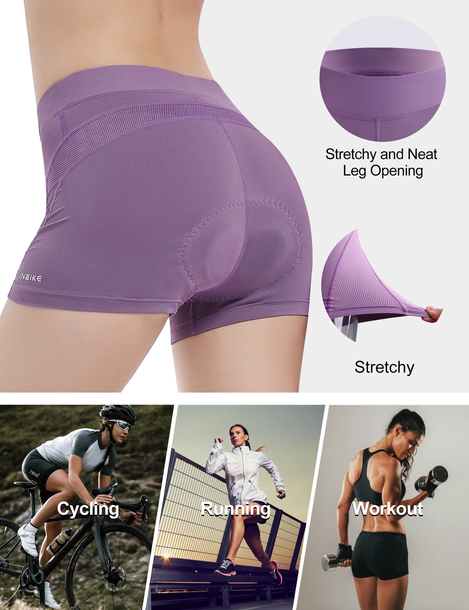 INBIKE Pantalones Cortos Ciclismo Mujer Almohadilla de Silicona 3D Ropa Interior Transpirables Cómdos para Deportes al Aire Libre Bicicleta MTB (SW003)