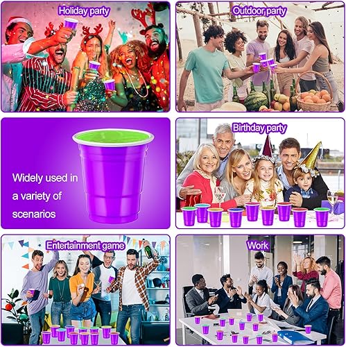 Miniatura 8 de 500 vasos de chupito morados, vasos de chupito morados de plástico desechables de 2 onzas, vasos de chupito morados para beber, degustaciones