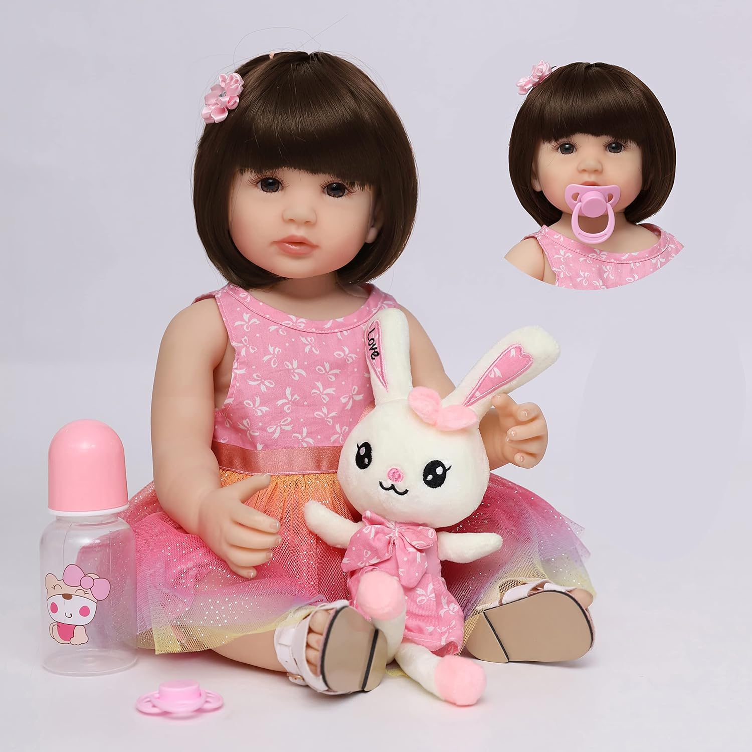 ZIYIUI Muñecas Reborn Silicona Niñas Realista Cuerpo Completo 55cm 22 Pulgadas Simulación Ojos Marrones Bebé Reborn Muñeca Totalmente Pesado