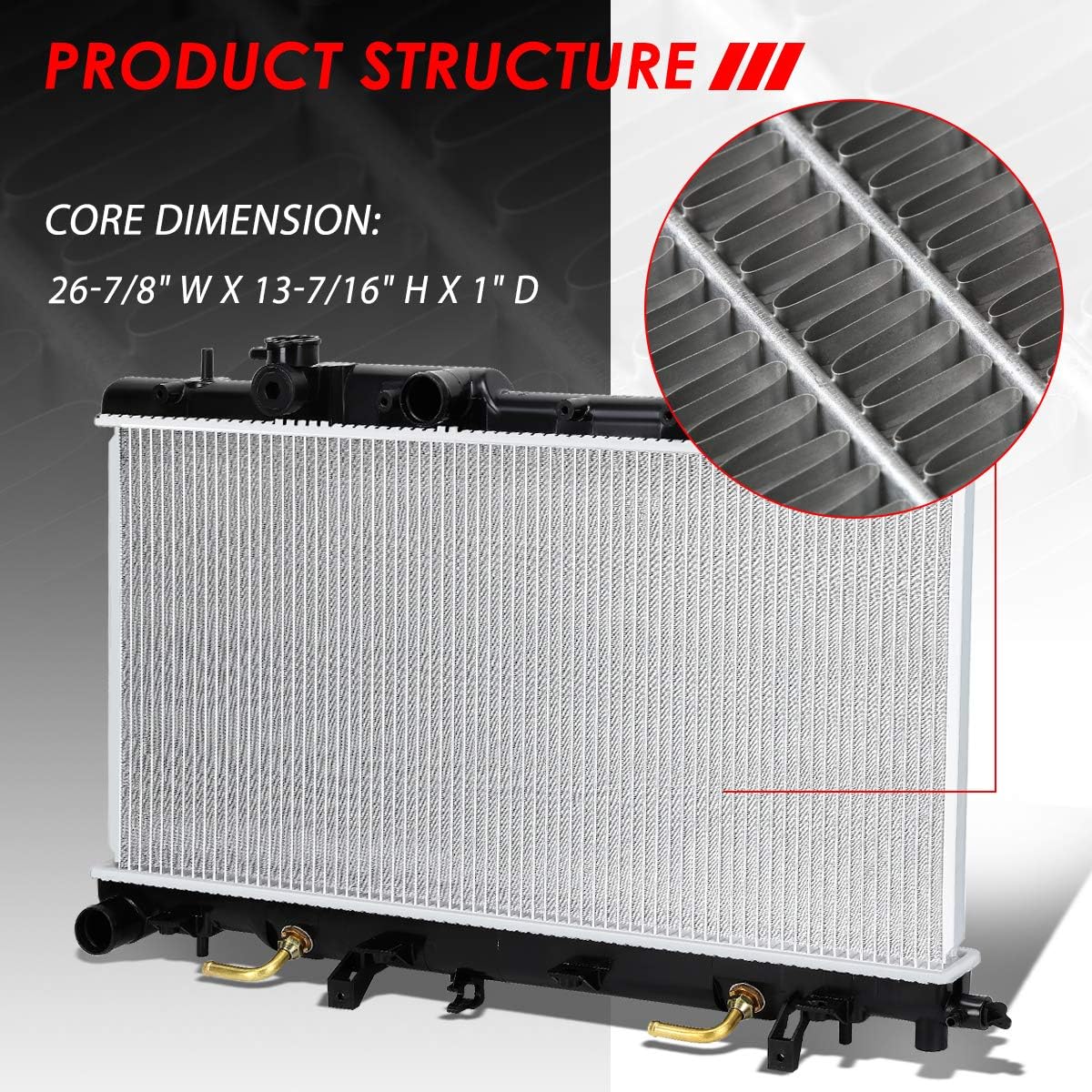 Auto Dynasty Radiator Compatible with 2002-2007 Subaru Impreza Saab 9-2X 2.5L AT MT, DPI 2703 Factory Style 1-Row Cooling Radiator, Aluminum Core