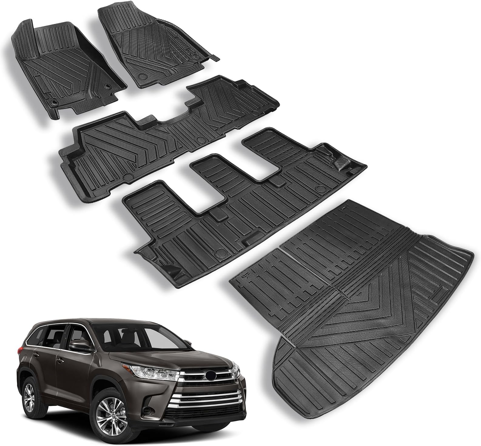 Shvgen Fit 20142019 Toyota Highlander Car Floor Mats 3 Row