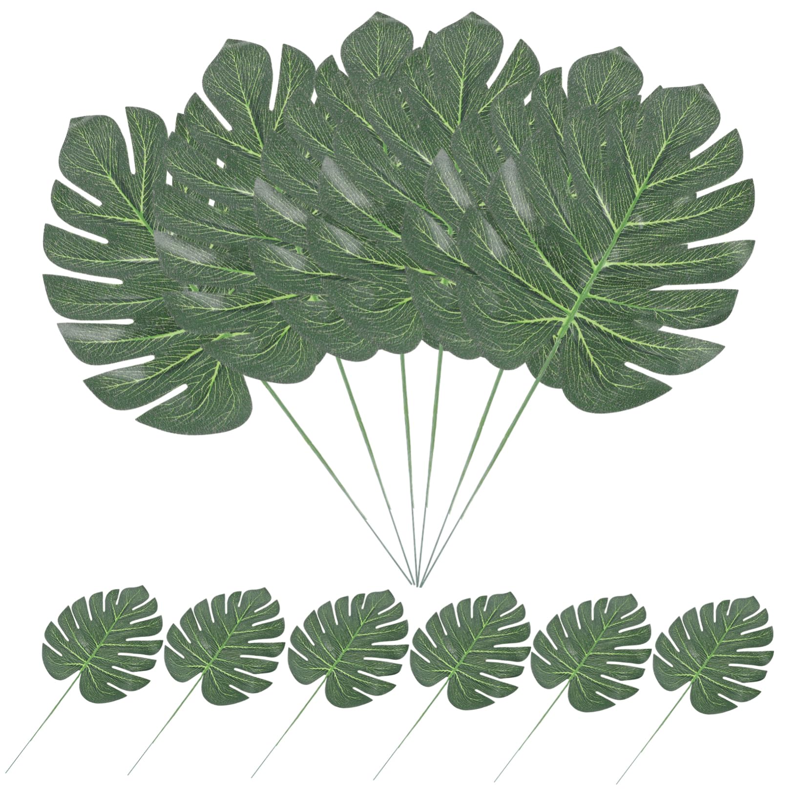 STOBAZA 60pezzi Foglie Artificiali Monstera Decorazioni Tropicali Per Feste Matrimonio e Eventi Steli Flessibili Per Composizioni e Vasi Effetto Naturale e Duraturo