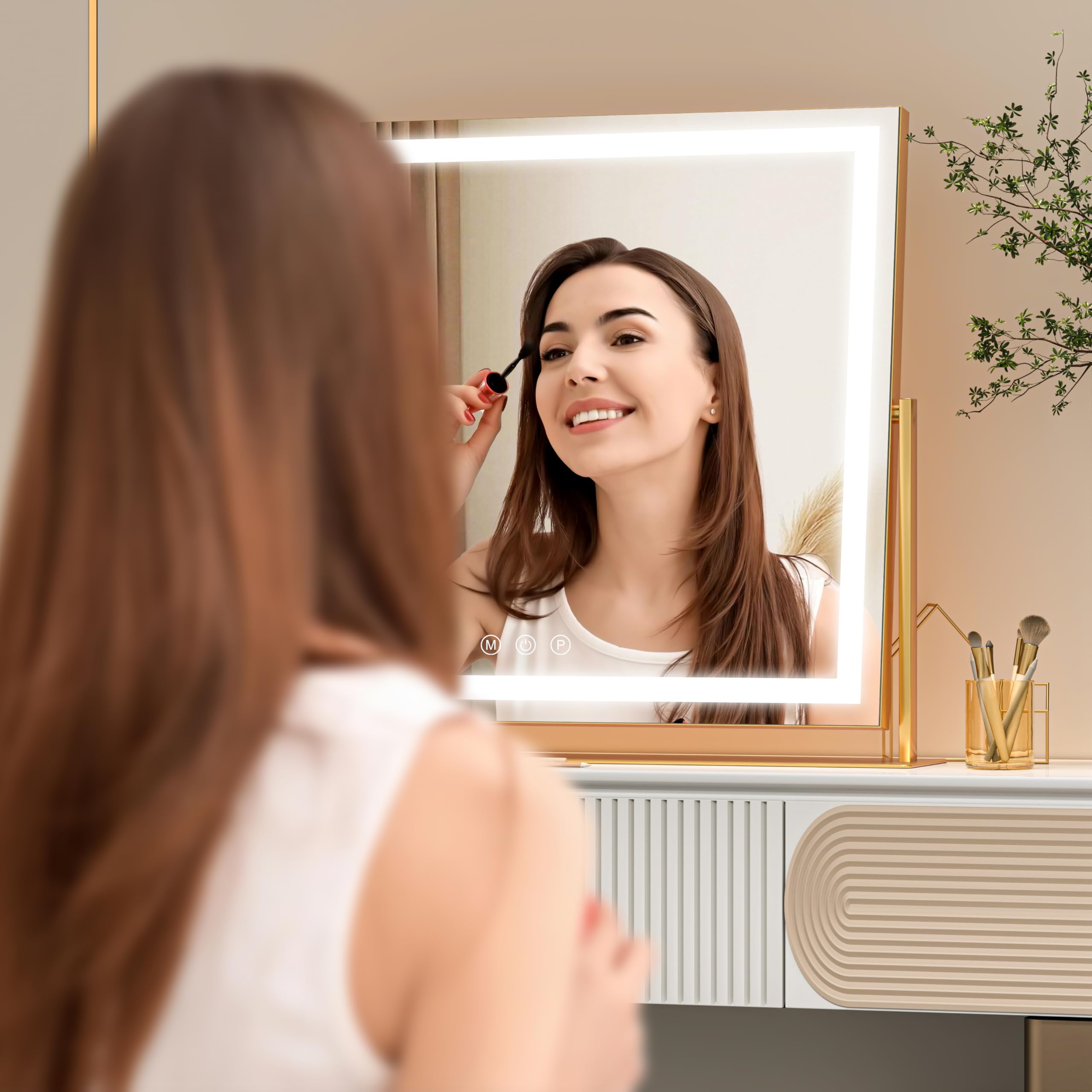 Lighted Vanity Makeup Mirror with Touch Control and 3-Color Lighting