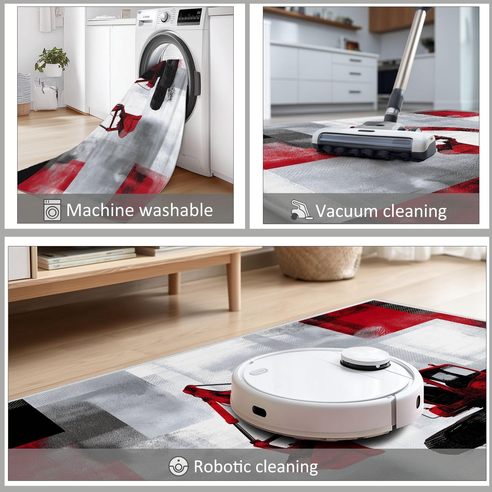 Generico Tappeto Salotto 80 x 150cm Morbido Tappeto Scendiletto Camera da Letto Veicoli da costruzione stile industriale Tappeti Lavabili per Salotto Cameretta Bambino Ufficio Ingresso