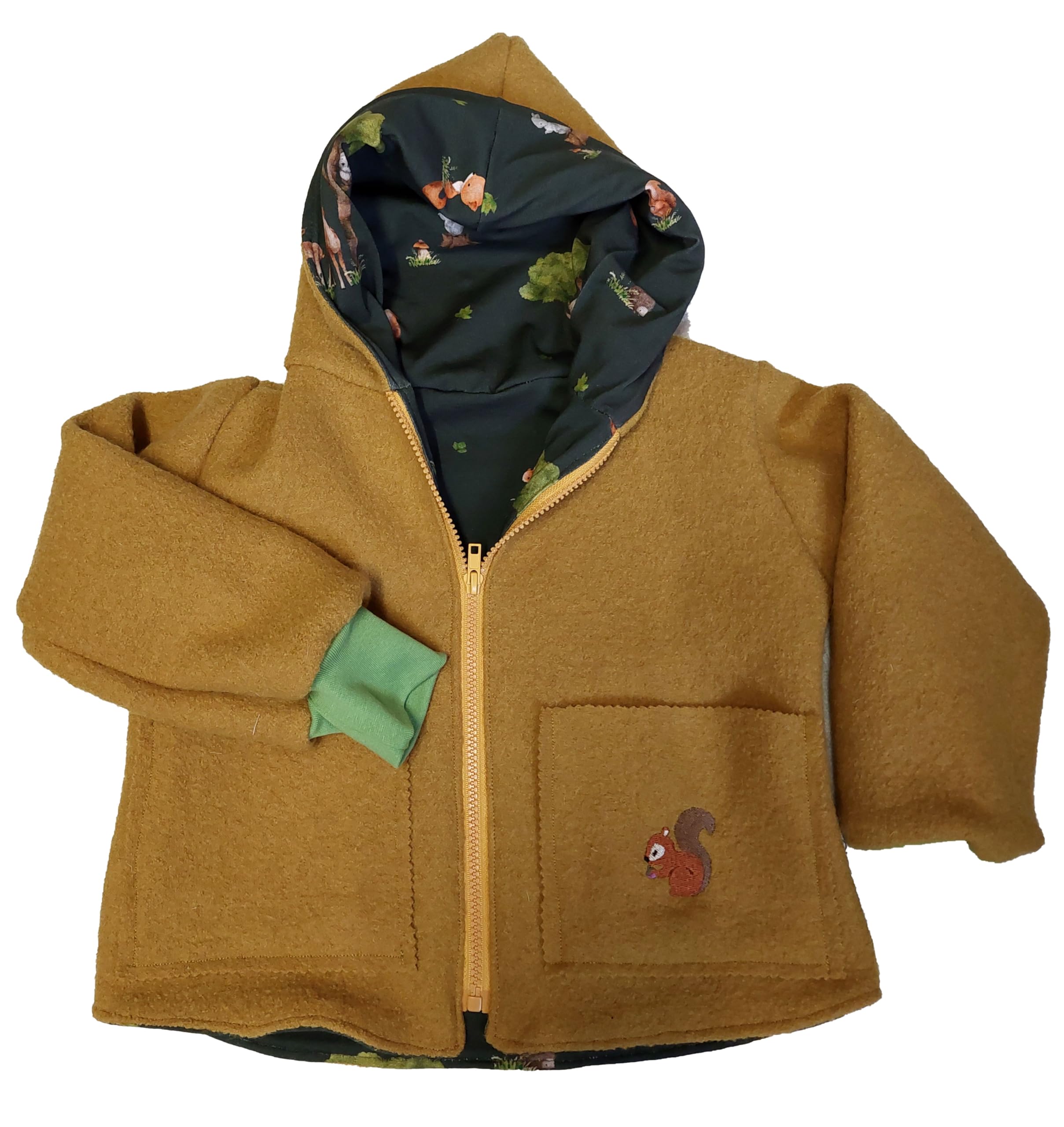 Generisch Wollwalkjacke Zipfeljacke Wendejacke Waldtiere Baby Kinder
