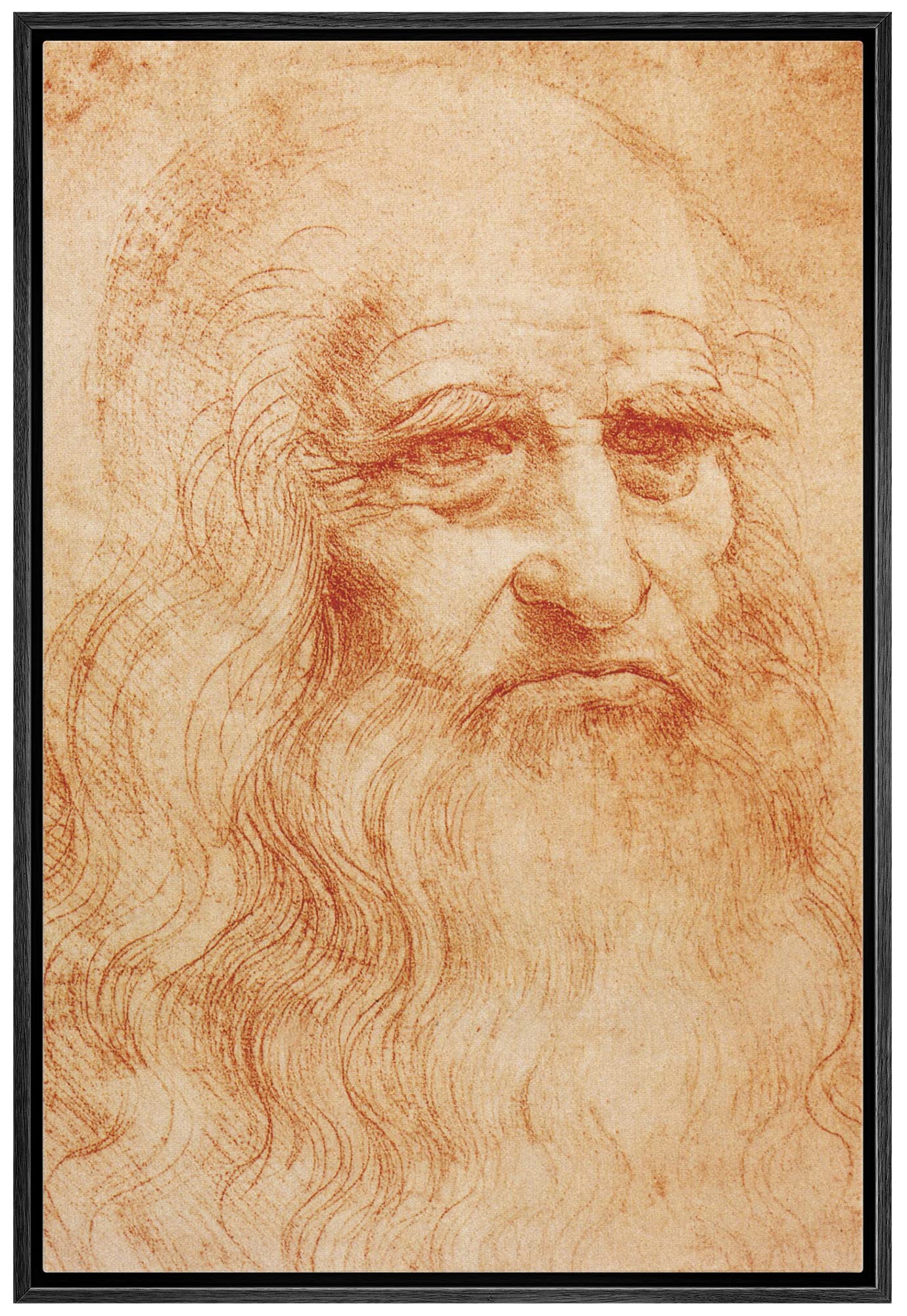 wall26 Framed Canvas Print Wall Art Self Portrait by Leonardo da Vinci Historic Cultural Illustrations Realism Traditional Scenic Expressive for