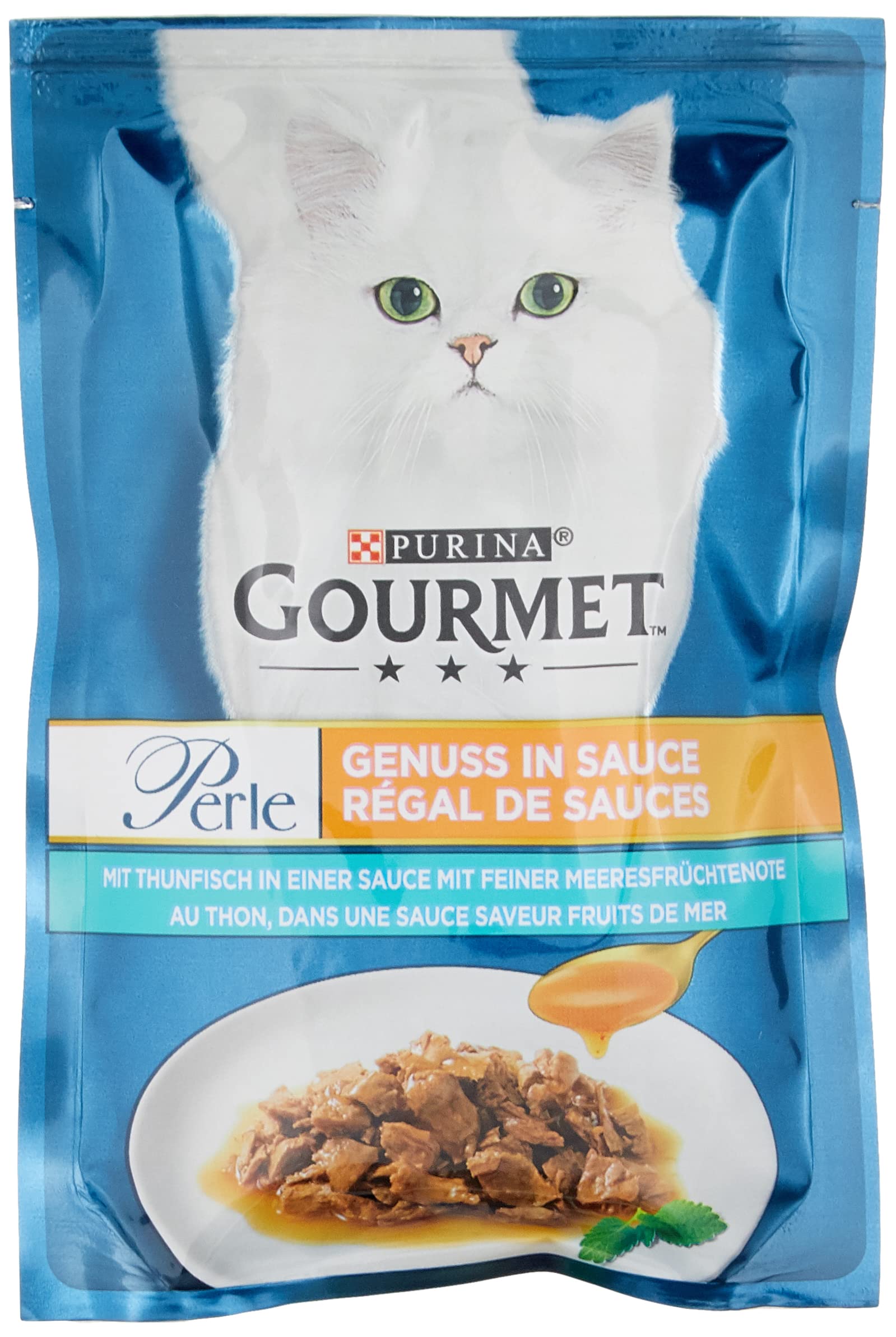Gourmet PURINA GOURMET Perle Genuss in Sauce Comida húmeda para Gatos, con atún, 26 Unidades (26 x 85 g)
