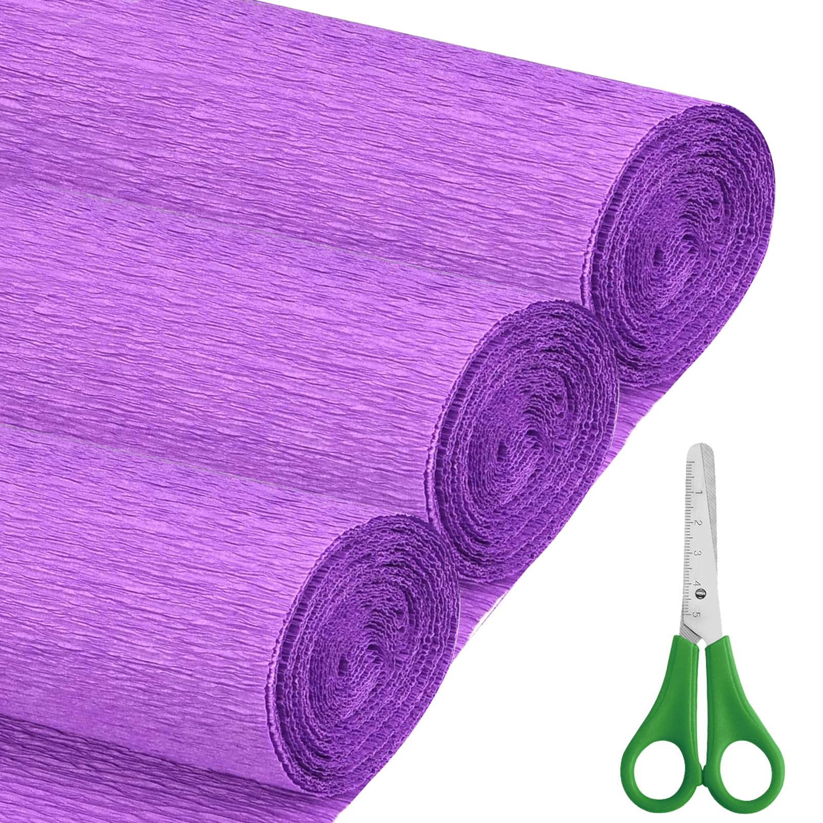 Crepe Paper Roll (17Inch x 8.2ft), 3Rolls, DIY Gift Color Paper Flowers Set for Mother's Day, Valentine's Day, Birthday and Wedding Decoration Flowers Making (Violet Color) — image 1