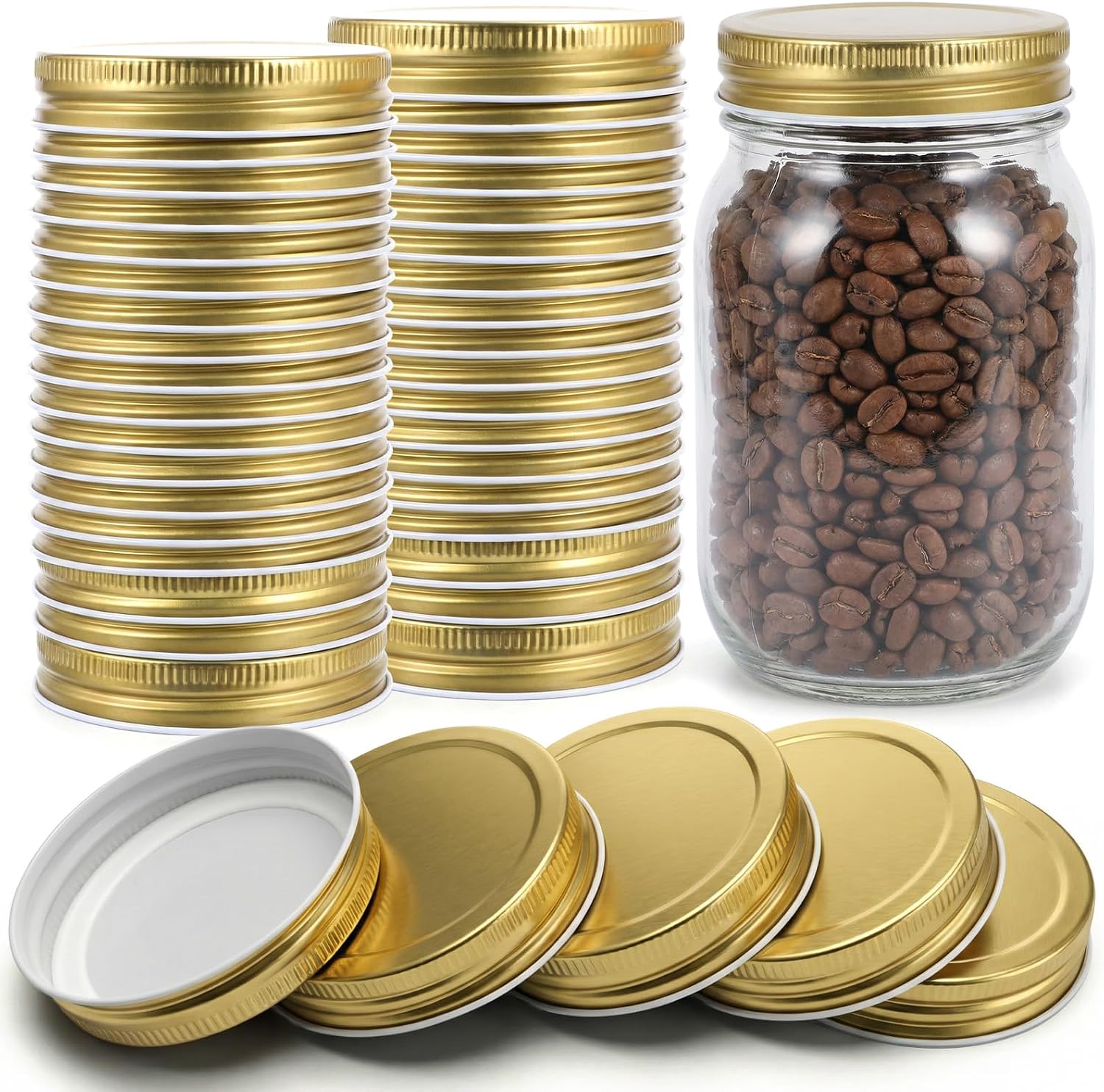 72 Pcs Regular Mouth Mason Canning Jar Lids, Reusable Metal Lids for Jars, Leak Proof Airtight Mason Storage Covers Caps with Silicone Seal, 2.75 inch