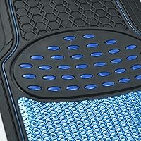 Vista 4 de Tapetes de caucho metálicos BDK para automóvil, SUV y camión - Protección resistente semiajustable de 2 colores, Azul