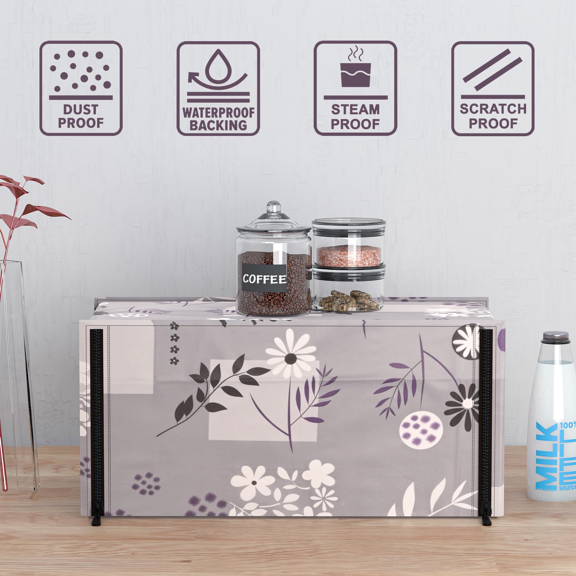 Kuber Industries 20L PVC Dustproof & Spill Resistant Microwave Cover with Ventillation Mesh | Durable Convection & Oven OTG Covers/Accessories for Home Decor | Floral-Grey — Amazon image 5