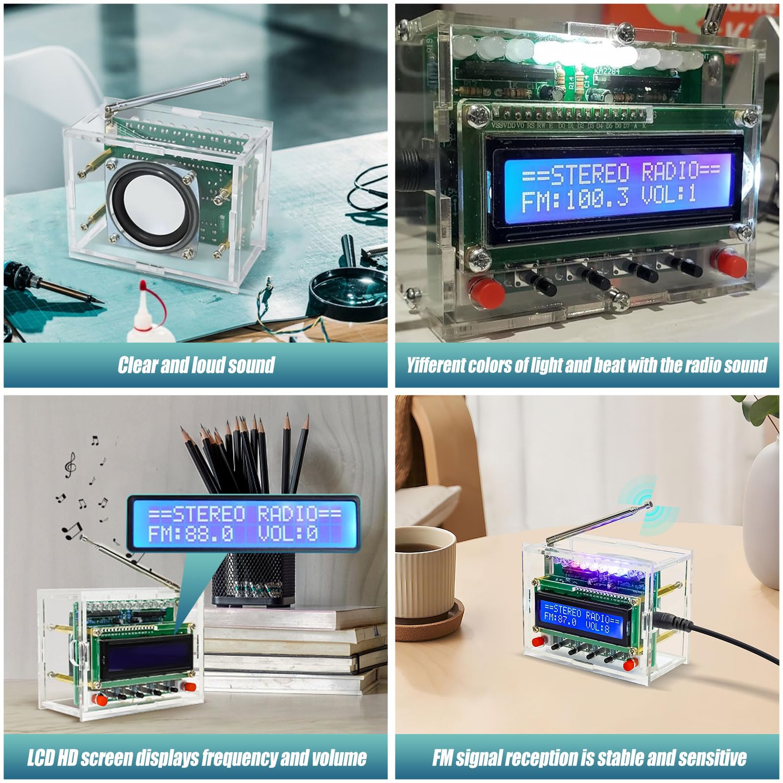 Doe-het-zelf elektronische kits met digitale radio, elektronica, solderen bouwpakket radio met digitaal display en laadmodule voor solderen en schoolelektronica-opleiding