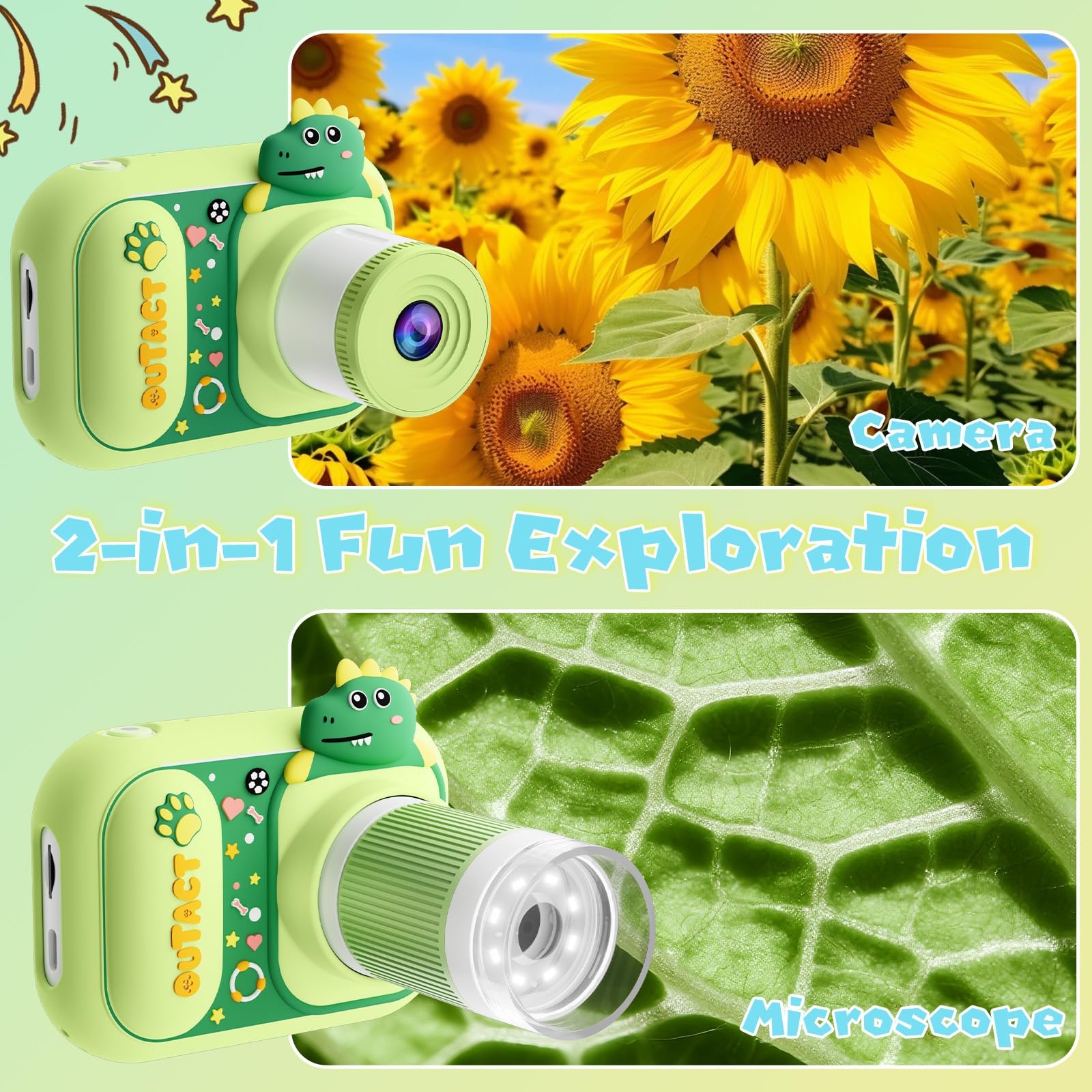 Digital Microscope for Kids 1000X, Portable Handheld 2 in 1 Video Camera & Kids Microscope with 2.4" Screen for Photo/Vedio - Image 2