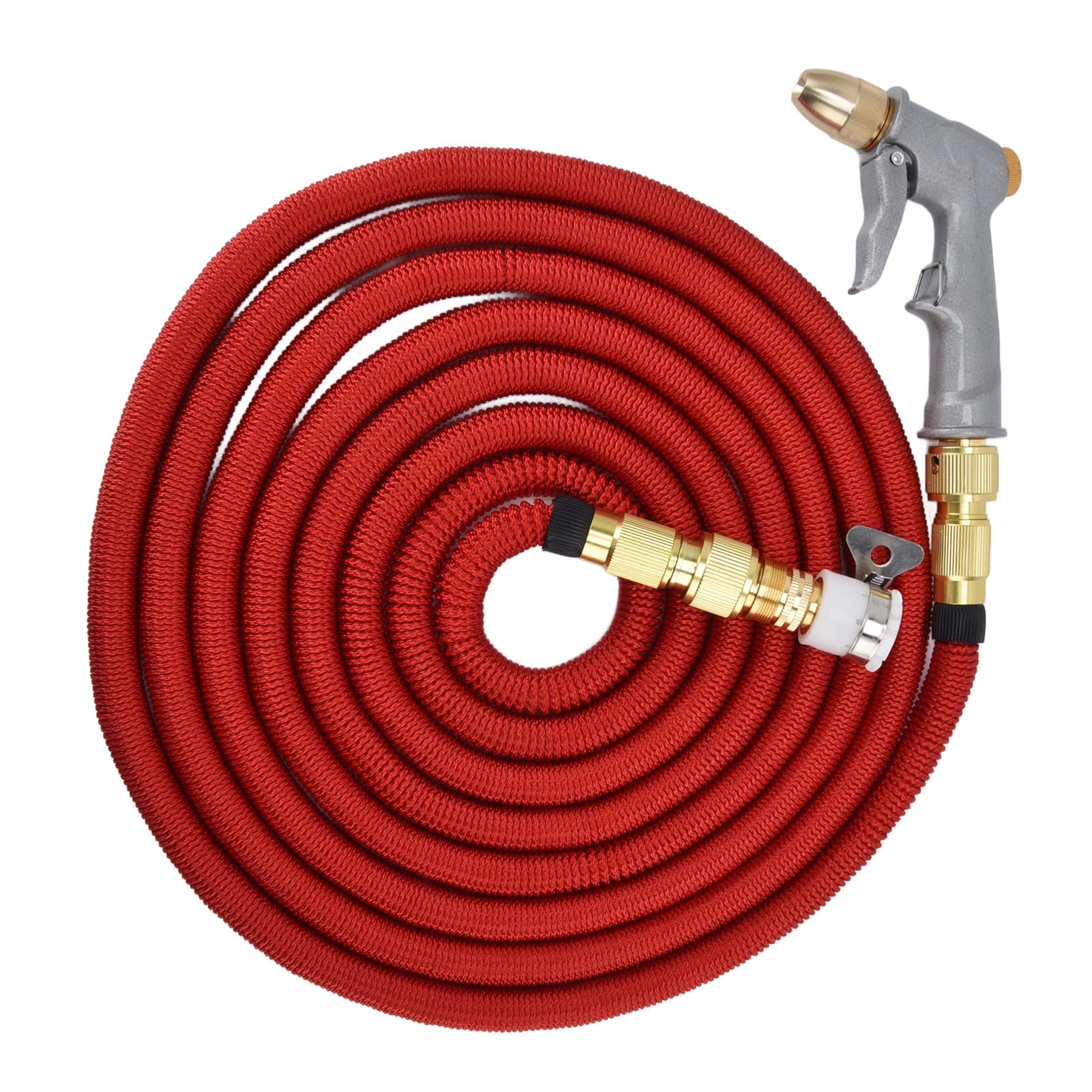 Manguera de jardín extensible de 50 pies, con pistola rociadora de metal, conectores de latón macizo de 3/4 pulgadas, manguera de agua flexible ligera y sin torceduras, para regar plantas, lav