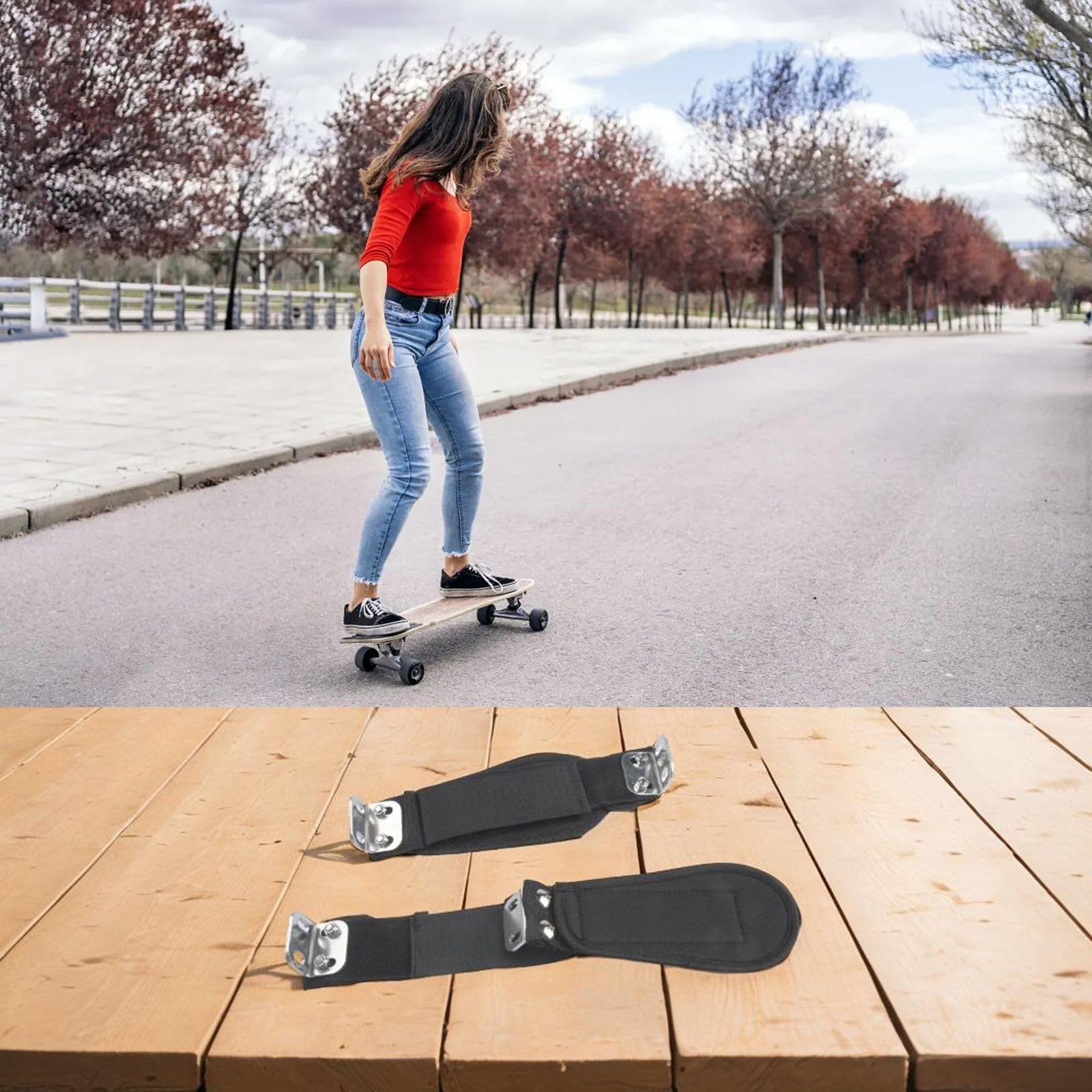 Mountain Skateboard piede supporto longboard fissaggio banda in lega di alluminio stabile fuoristrada equitazione per la maggior parte delle mountain board nero