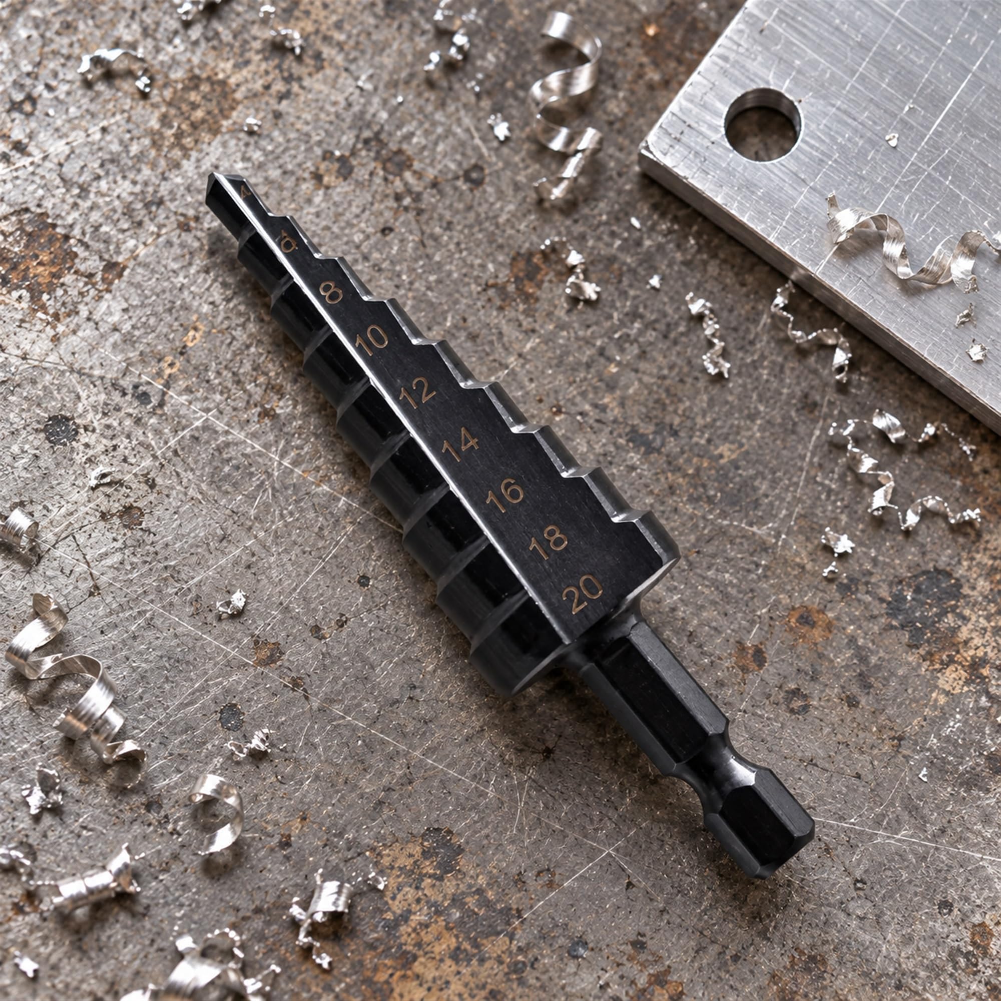 HSS Step Drill Bit, Stepped Hole Making Tool for Metalworking, Installation Projects and Repairs in Home Workshops