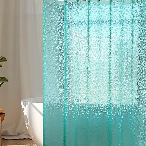 Miniatura 12 de WELTRXE - Cortina de ducha para baño de 8G EVA gruesa, cortinas de ducha de plástico 3D esmeriladas de 72 x 72 pulgadas, cortina de ducha Guijarro -