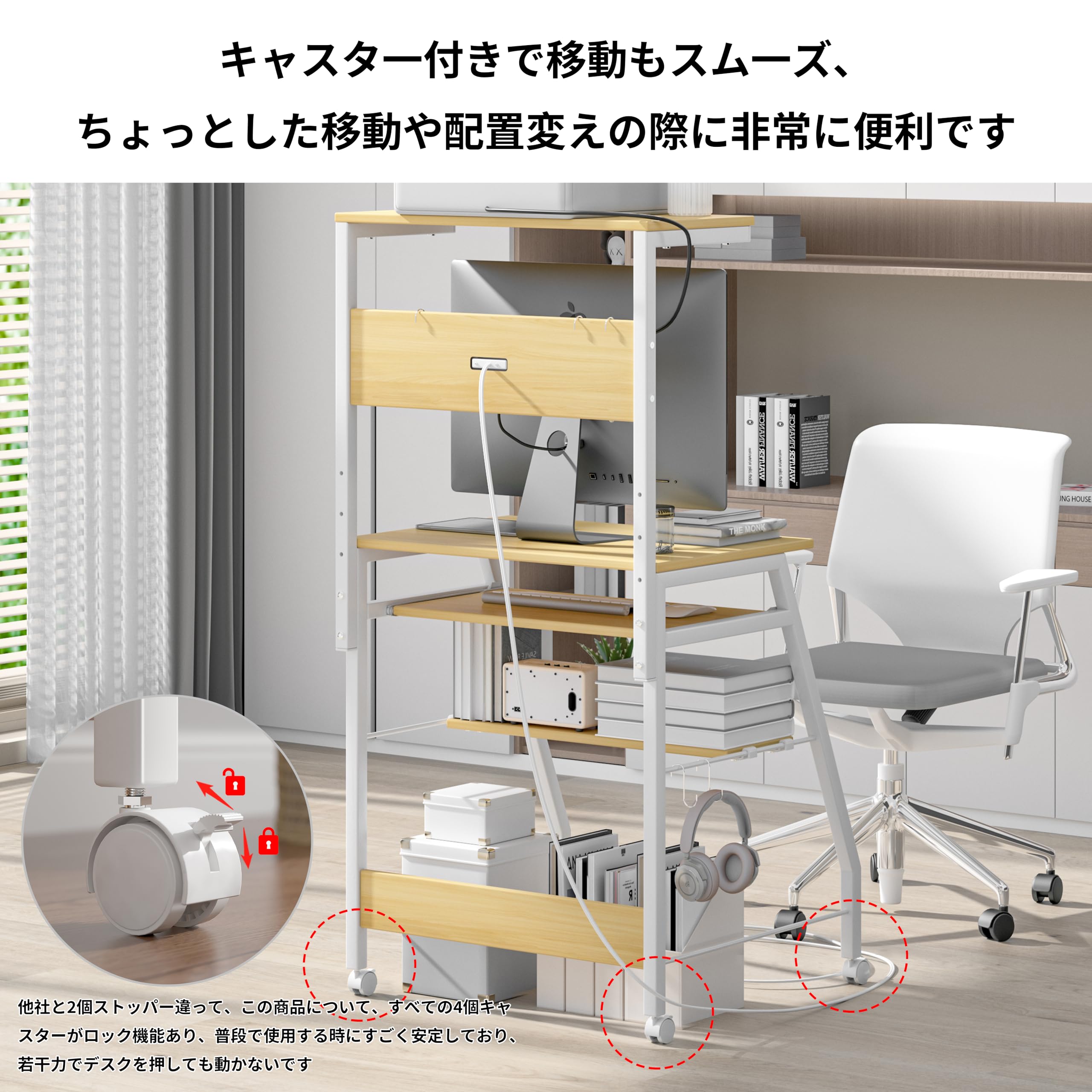 Amazon | LunarLight PCパソコンデスク 机 幅60奥行53高さ72cm 3段調節