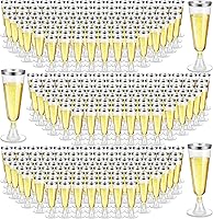 Vista 9 de Gerrii 300 copas de champán de plástico a granel, copas de champán desechables transparentes de 4.5 onzas, vasos de tostado con borde para boda