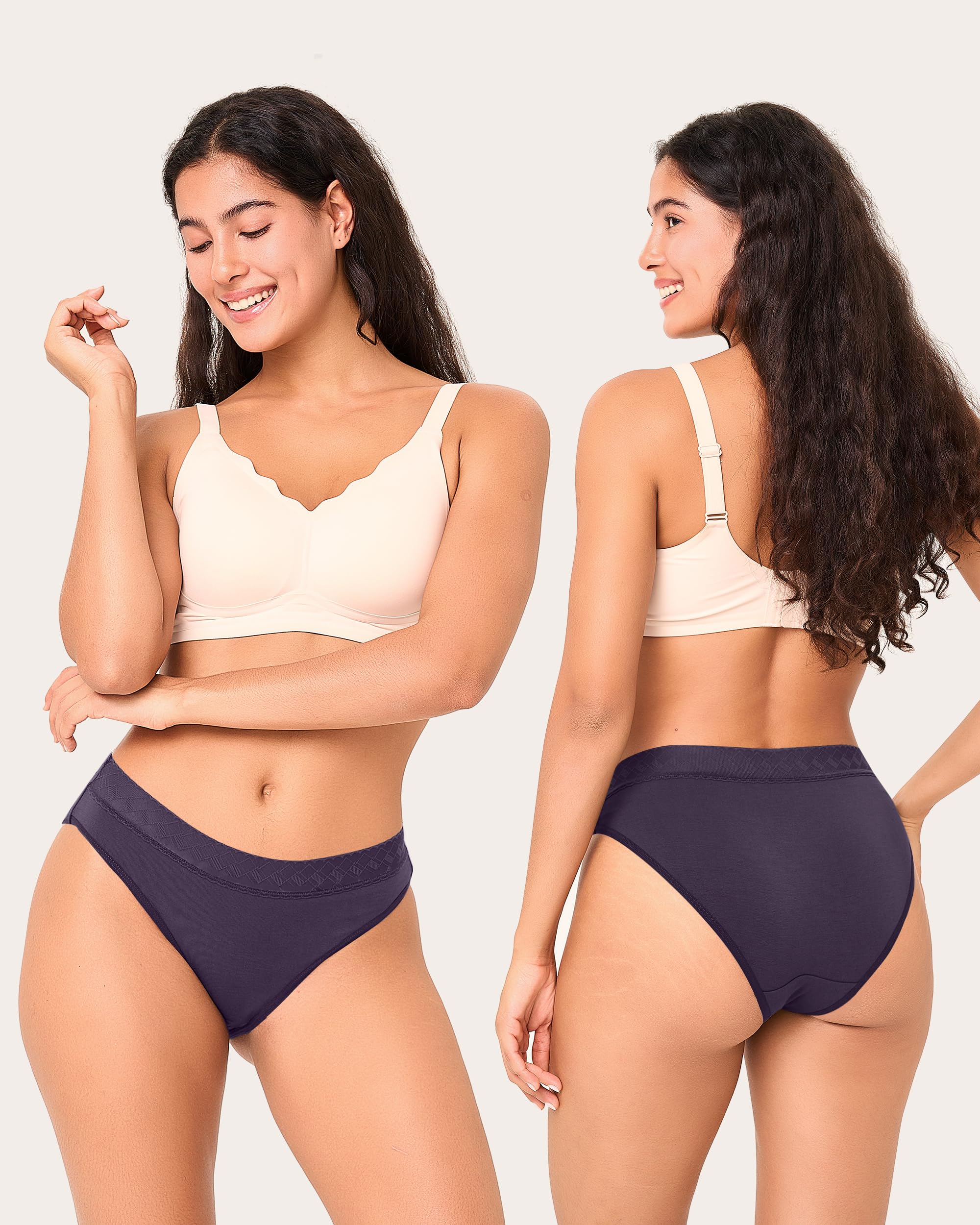 BAMBOO COOL Damen-Unterwäsche, Bikini-Unterhose, Spitze, Hipster, weich, Stretch, Feuchtigkeitstransport, Höschen für Damen, 6er-Pack
